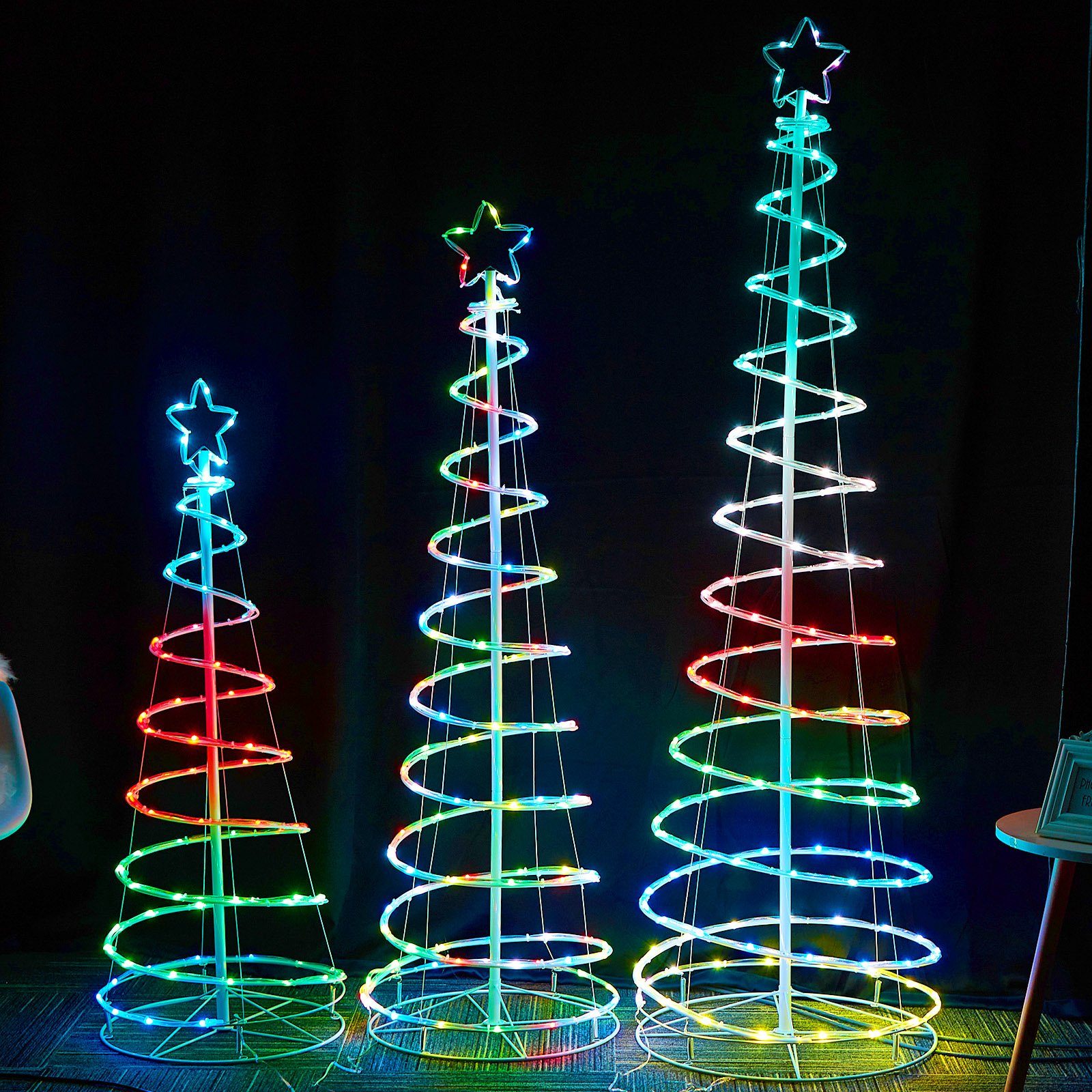 Rosnek Künstlicher Weihnachtsbaum faltbar, RGB, 8 Modi, Timer, für Wohnzimmer Weihnachtsdeko, LED-Spiralbaumleuchte