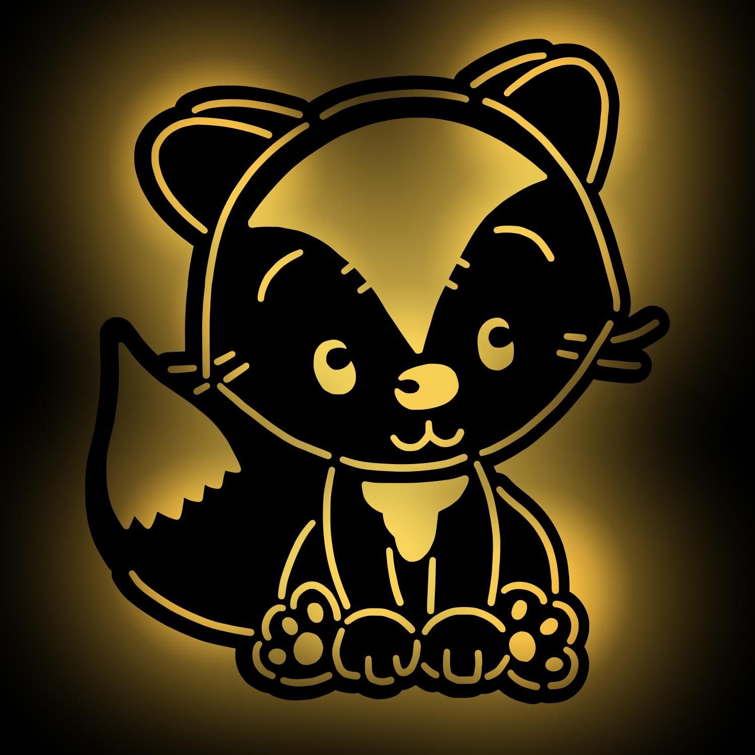 Namofactur LED Nachtlicht Fuchs - Schlaflicht mit Fuchs-Motiv für Kleinkinder - Wand Deko Lampe, Ohne Zugschalter/Stern, LED fest integriert, Warmweiß, Wanddekoobjekt Kinderzimmer Leuchte batteriebetrieben