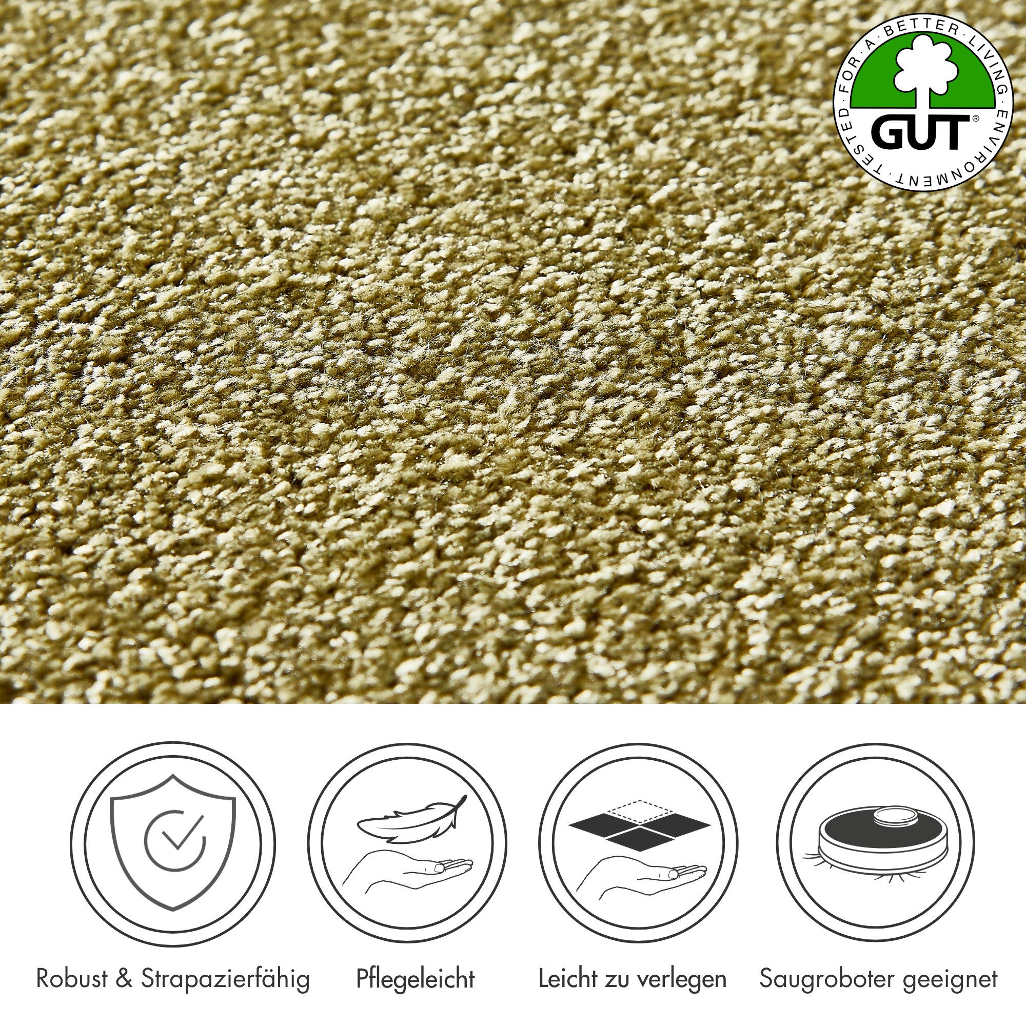 Andiamo Teppichboden Verona, Velours, Gesamthöhe 6 mm, Luxusklasse LC2, rechteckig, Uni Farben, Breite 400 cm oder 500 cm, strapazierfähig, pflegeleicht