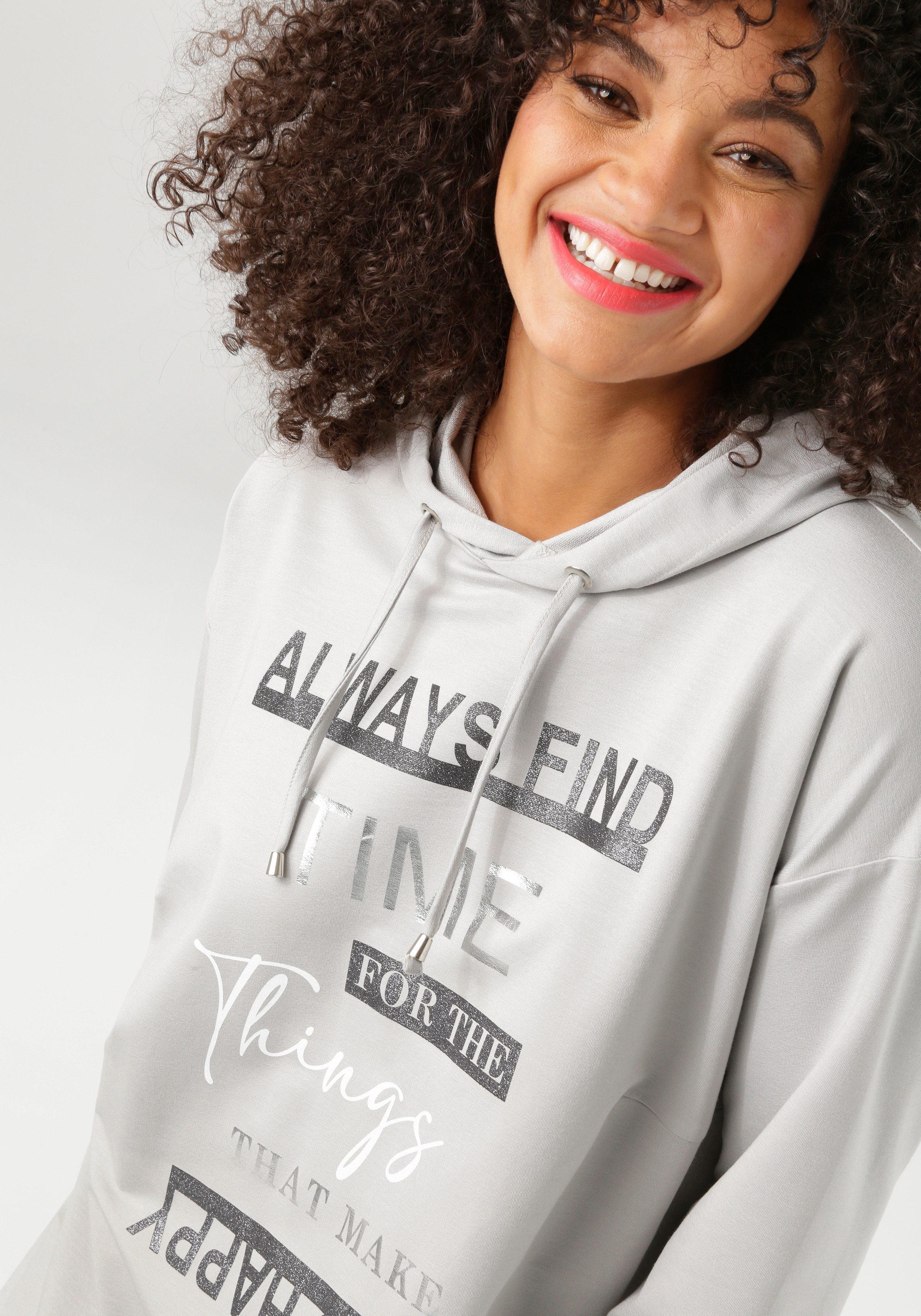 Aniston PLUS Kapuzensweatshirt super bequeme Sweat-Qualität - NEUE KOLLEKTION