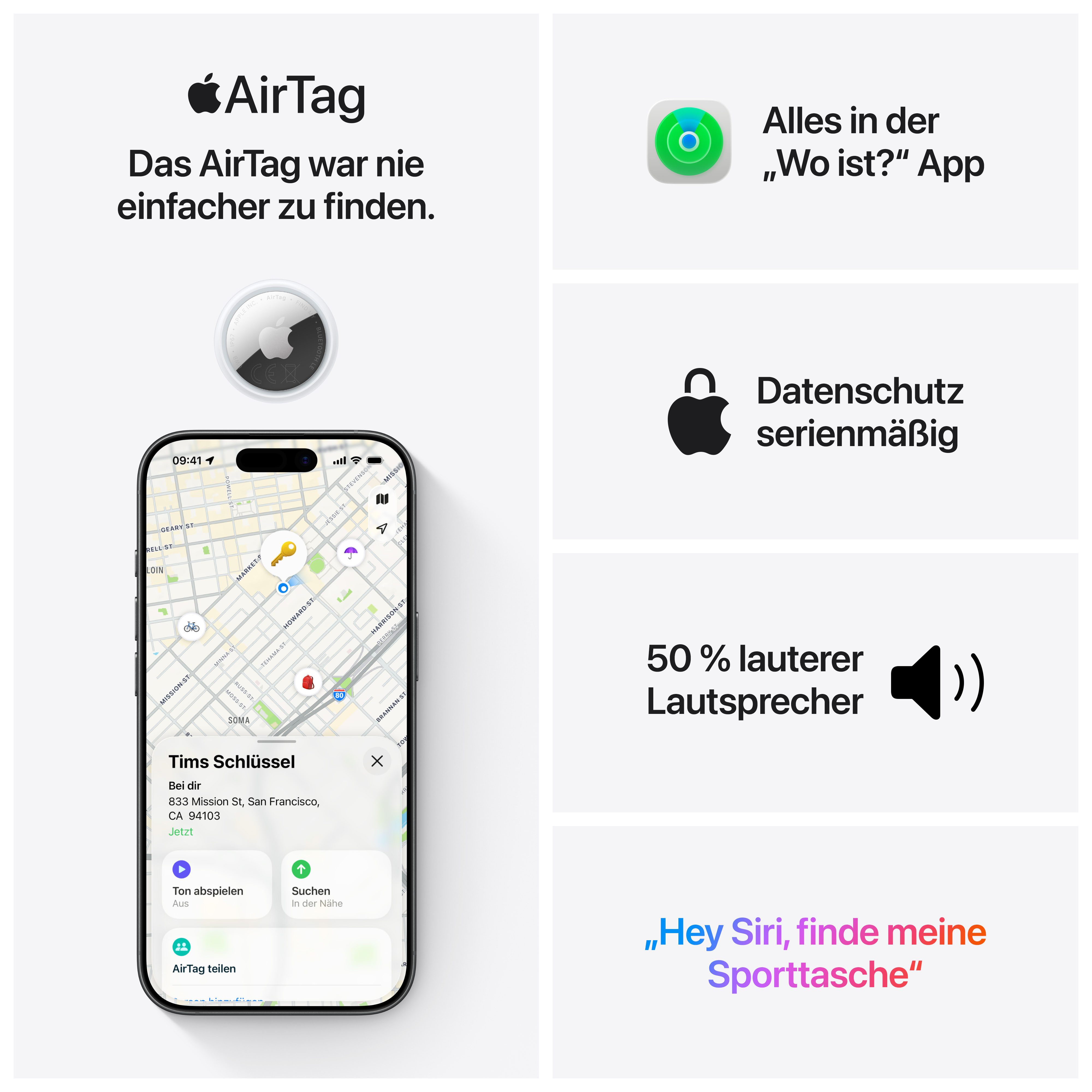Apple AirTag 2nd Gen 1er Pack Bluetooth-Tracker