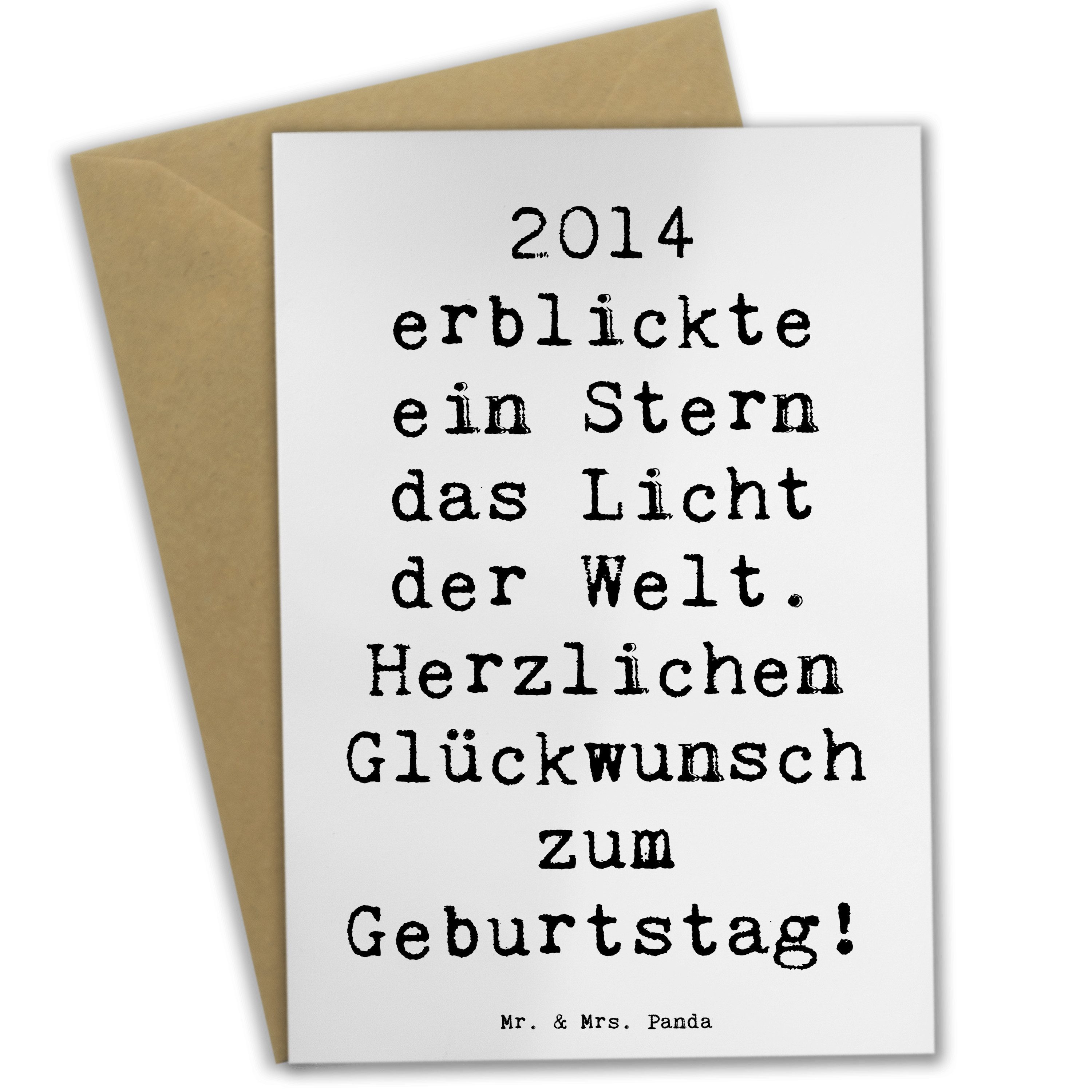 Grußkarte Spruch 2014 Geburtstag Stern - Weiß - Geschenk, Geburtstagszitat 2014