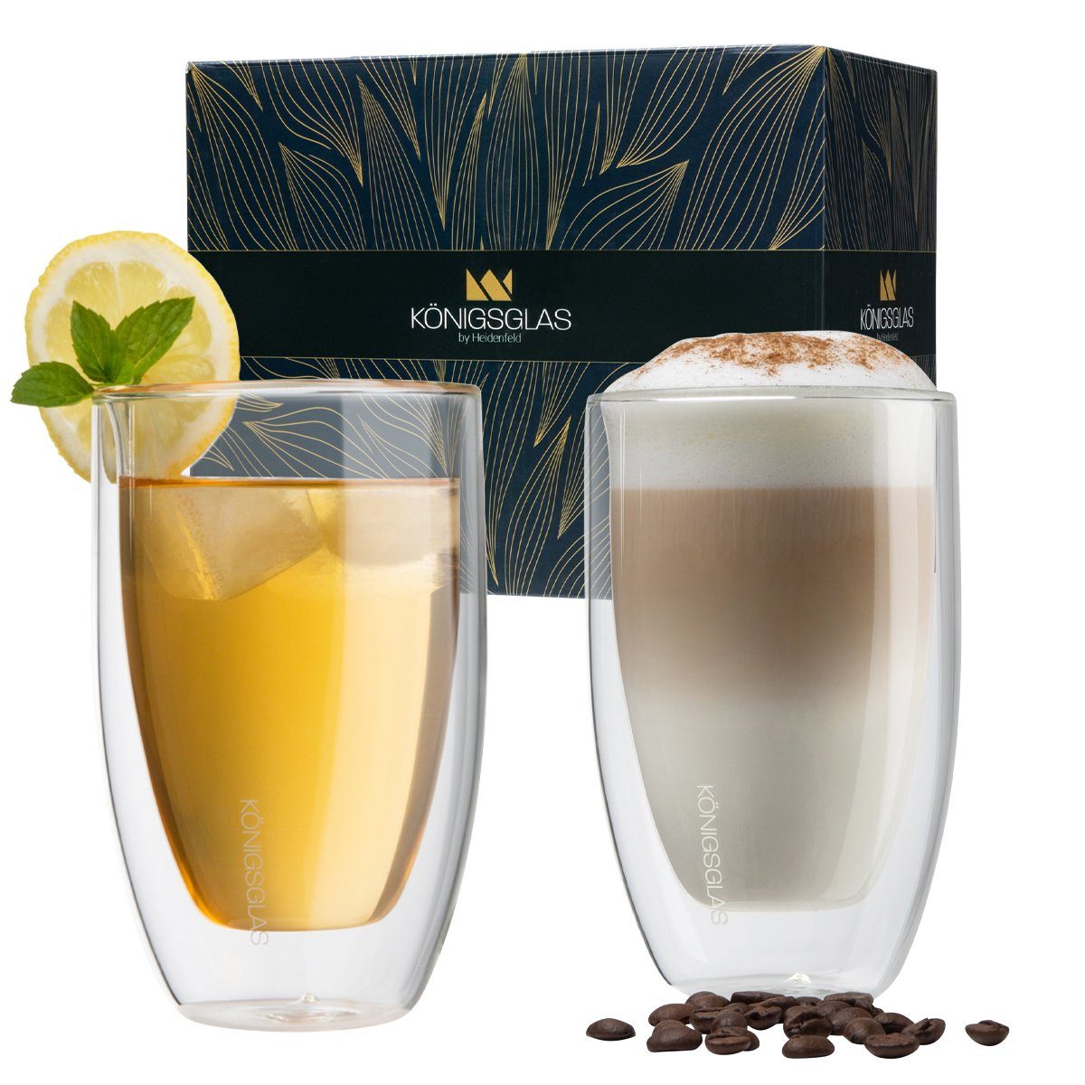 Königsglas Latte-Macchiato-Glas Latte Macchiato Glas 300 ml Cappuccino Скло-Set doppelwandig, Kaffeetasse, 2/4er Glas Set Trinkglas Thermoglas Kaffee Teeglas Кавові склянки Tasse