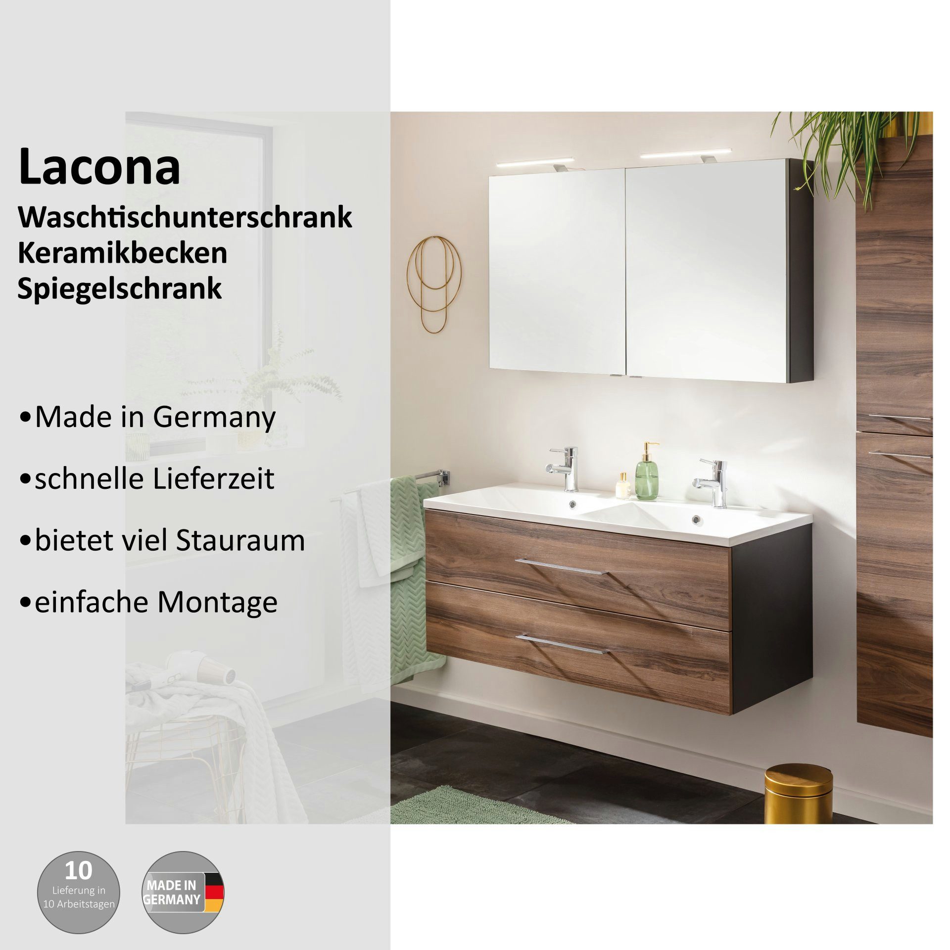 welltime Badmöbel-Set Lacona