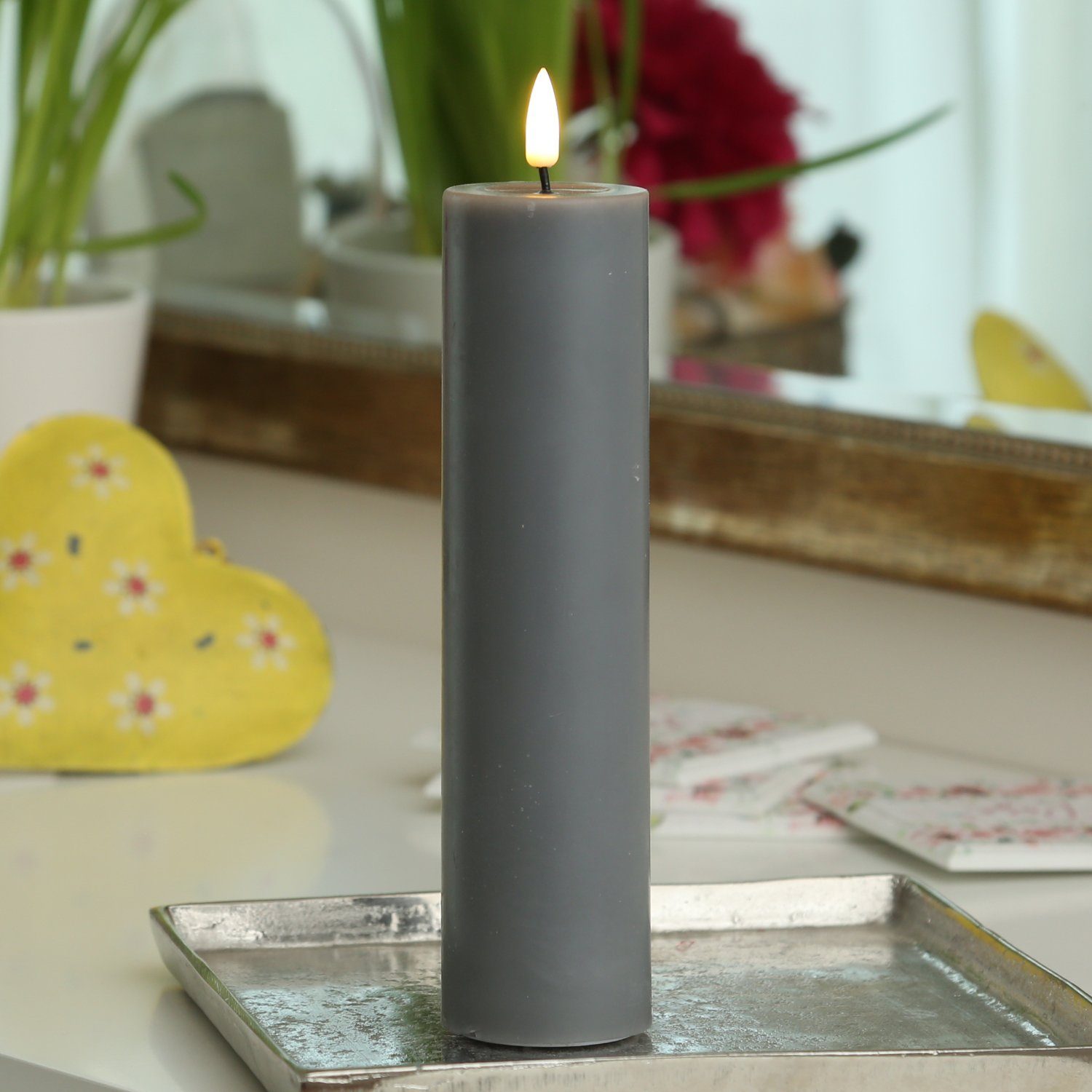 Deluxe Homeart LED-Kerze Mia Echtwachs Deluxe Wachsspiegel flackernd H: 20c günstig online kaufen