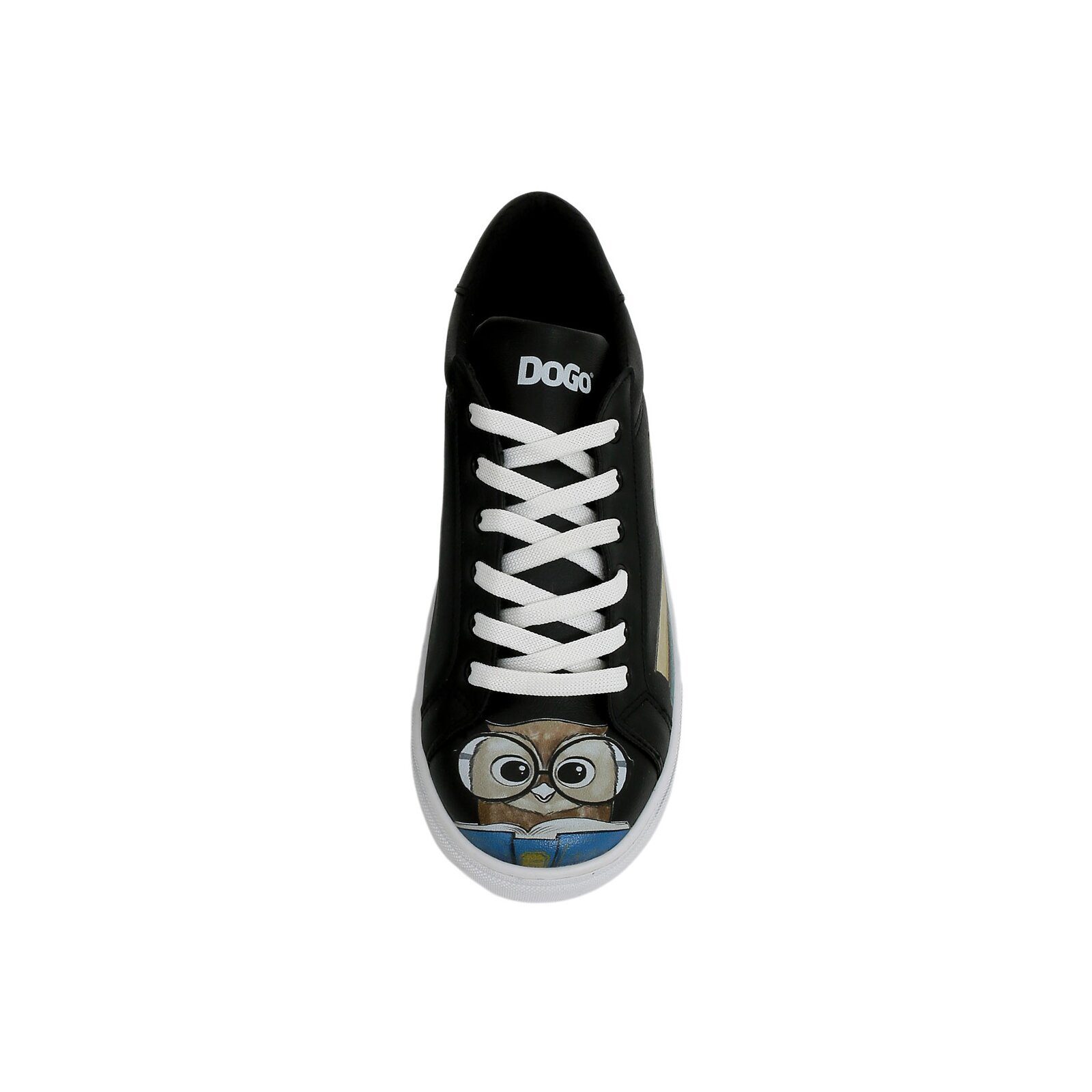 DOGO Ace Low-Top Sneaker The Wise Owl Black Damen Sneaker Sneaker Handgefertigt