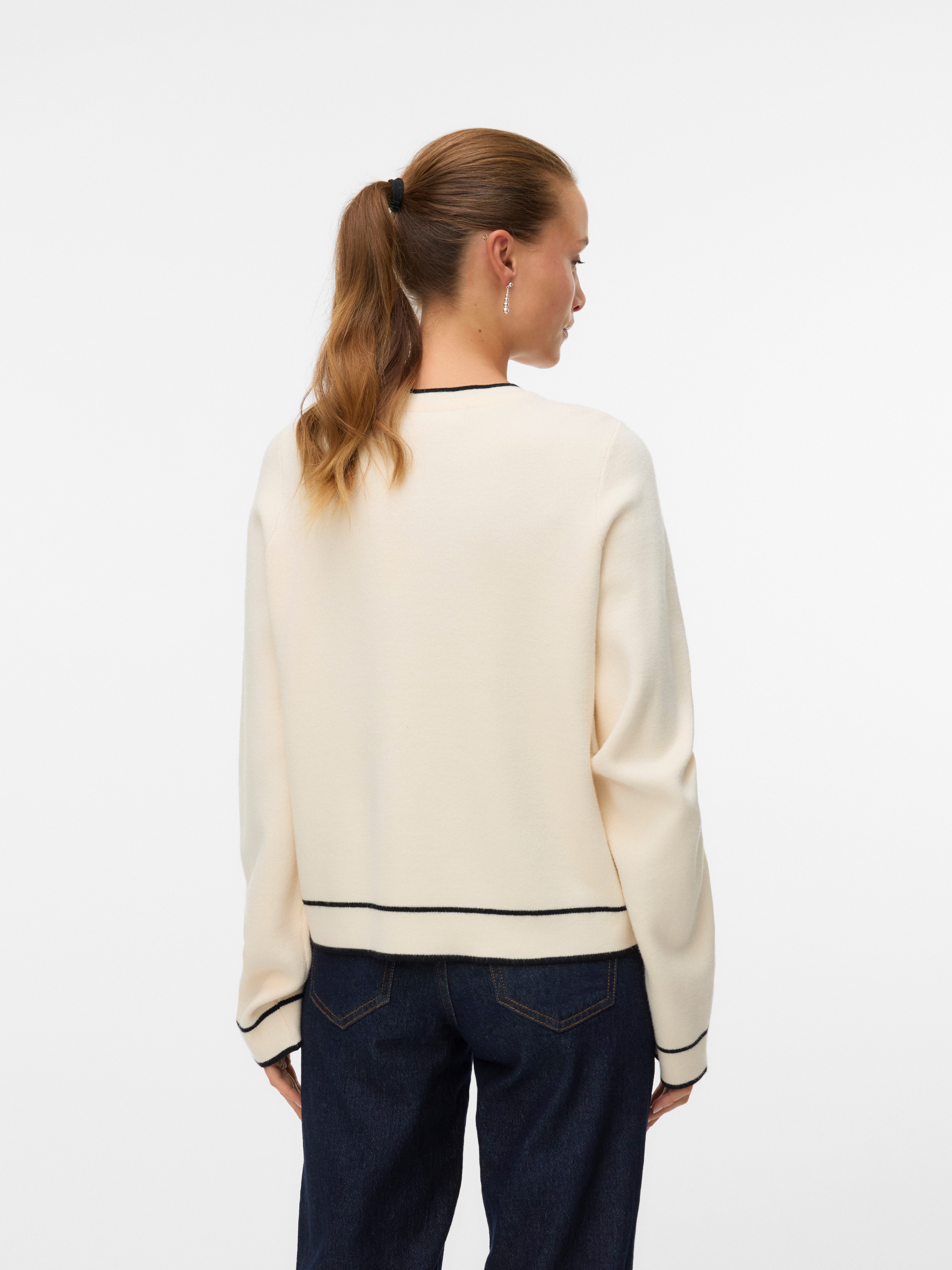 Vero Moda Strickpullover VMGOLD LS O-NECK DOUBLE CONTRAST PULL