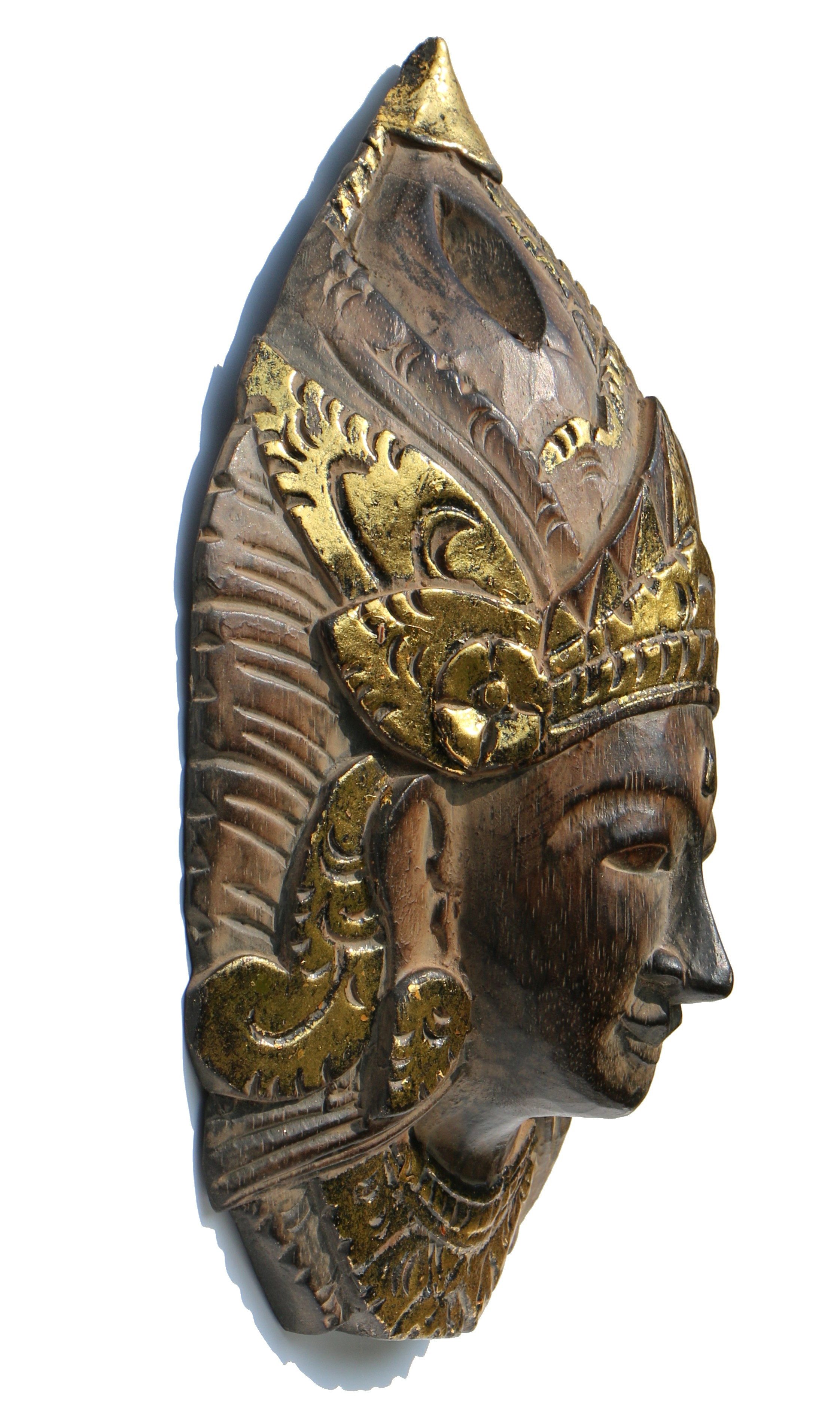 Wogeka Wanddekoobjekt Gold Dewi-Maske 30 cm zum aufhängen Wanddeko Feng Shui