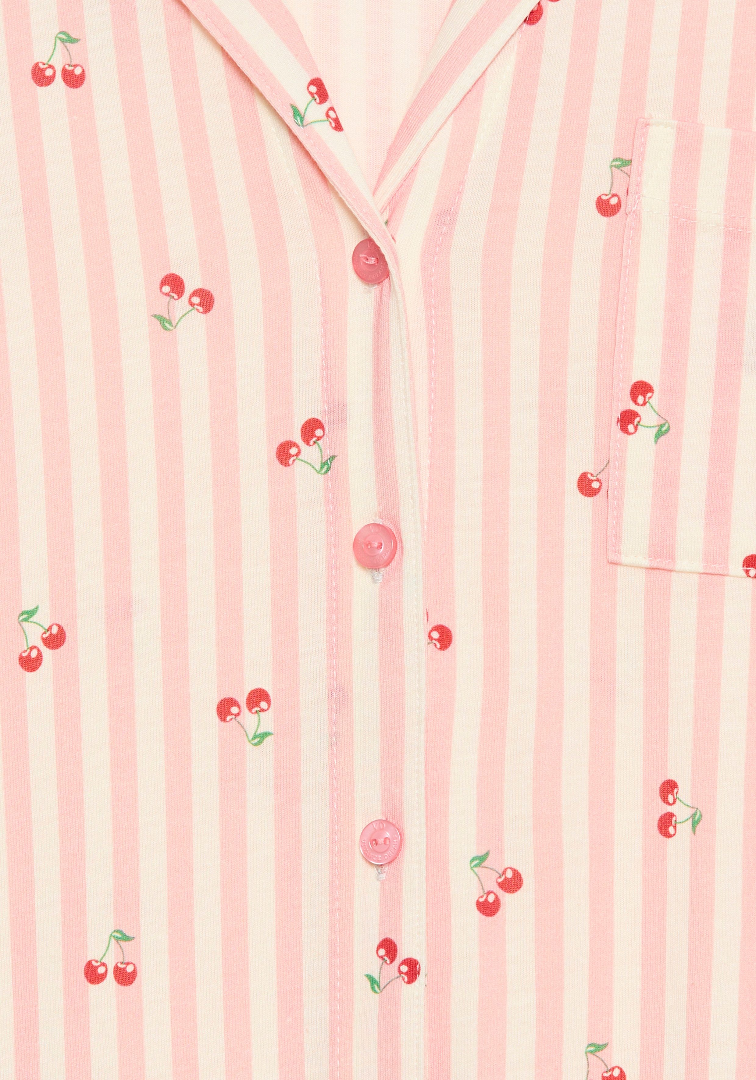 Vivance Dreams by Lascana Pyjamaoberteil mit süßem Streifen- und Früchtedruck – Bild 5 von 5