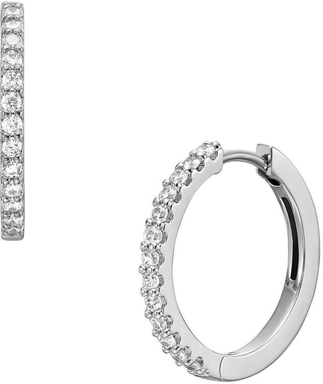 Fossil Paar Creolen Schmuck Geschenk Edelstahl Ohrringe Ellis, mit Glasstein