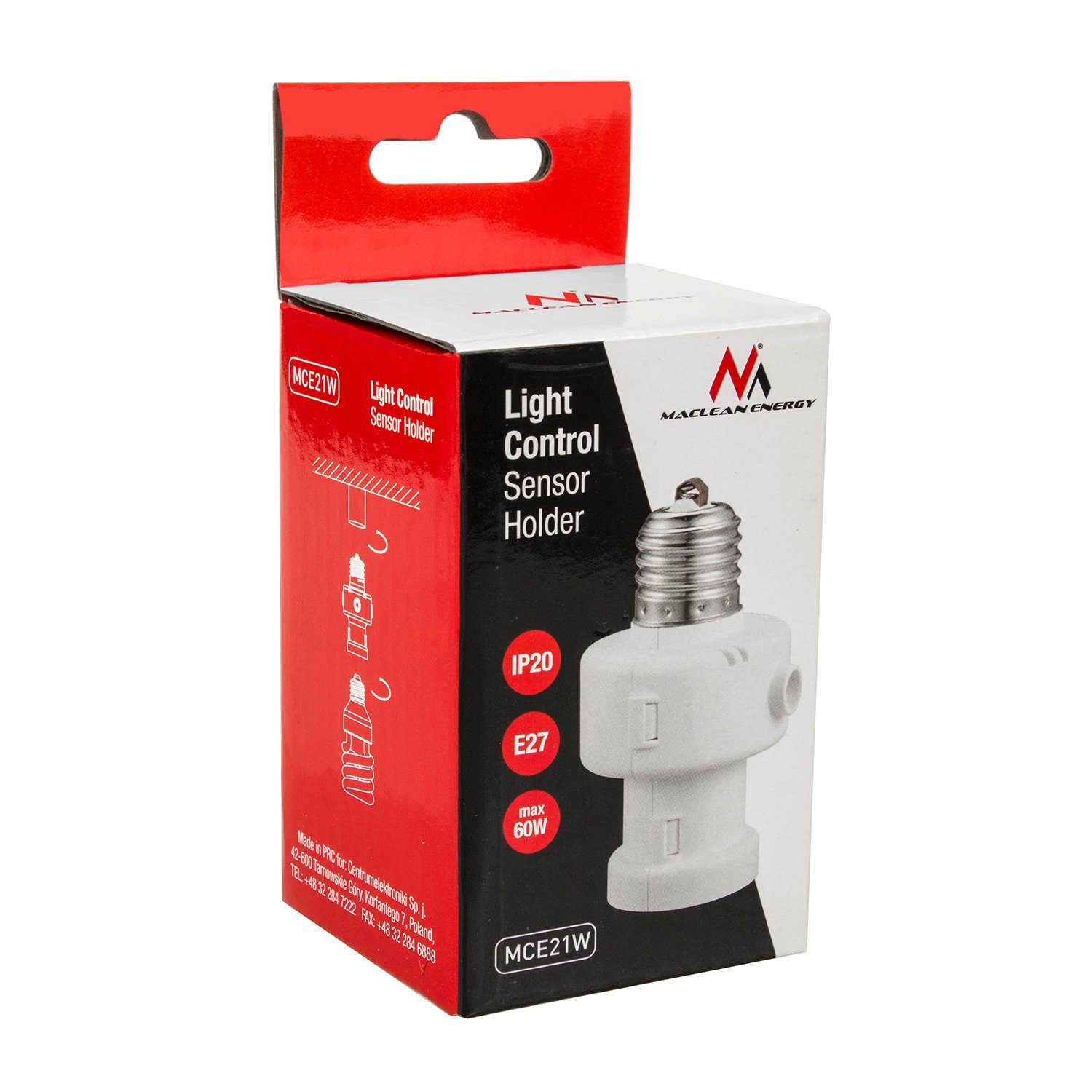 Maclean Lampenfassung MCE21 E27 Lampenfassung mit Dämmerungssensor & Timer 100W, (1-St), Automatische Lichtsteuerung für Flur, Keller und Garage