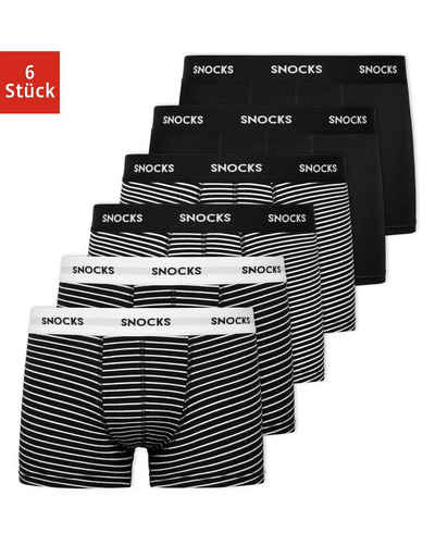 SNOCKS Boxershorts »Enge Unterhosen Männer mit farbigem Bund« (6-St) aus Bio-Baumwolle, ohne kratzenden Zettel