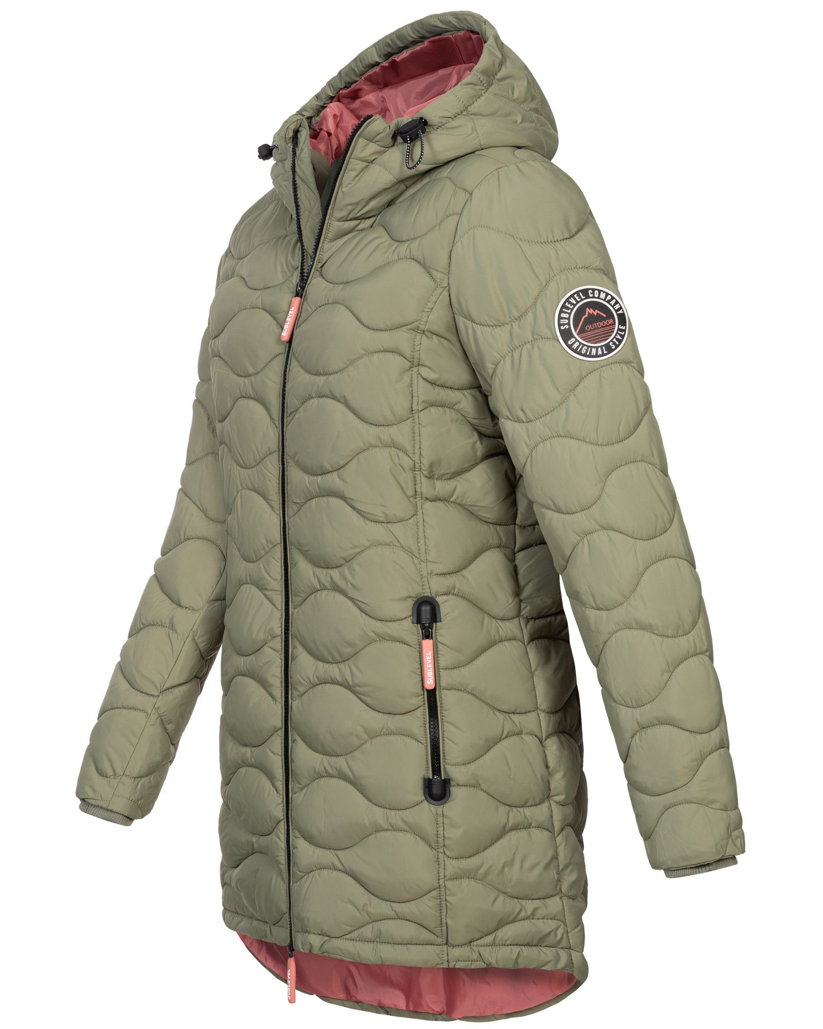 SUBLEVEL Steppjacke Damen Winter Jacke Olive Wintermantel Steppmantel Mantel Steppjacke Parka