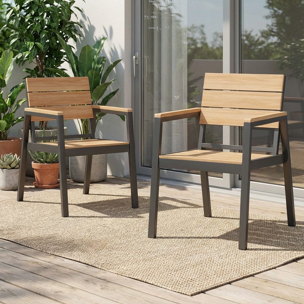 HOMALL Gartenstuhl stapelbar Aluminium Gartensessel Wetterfest, max Belastung 180kg (Set, 2 St), Korrosionsbeständigkeit, verstärkter Alu-Outdoorstuhl