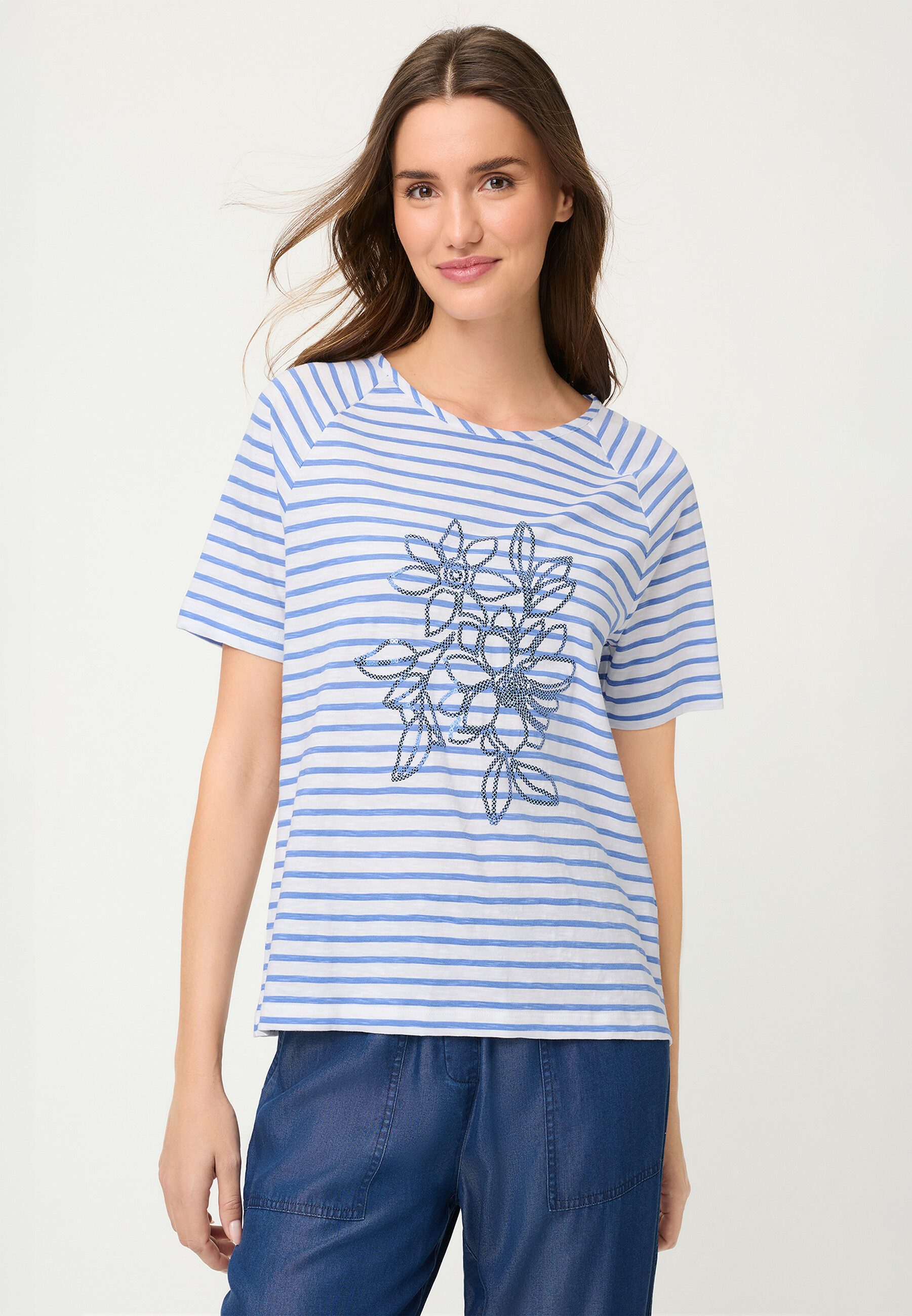 Olsen T-Shirt Shirt mit dekorativem Streifendruck