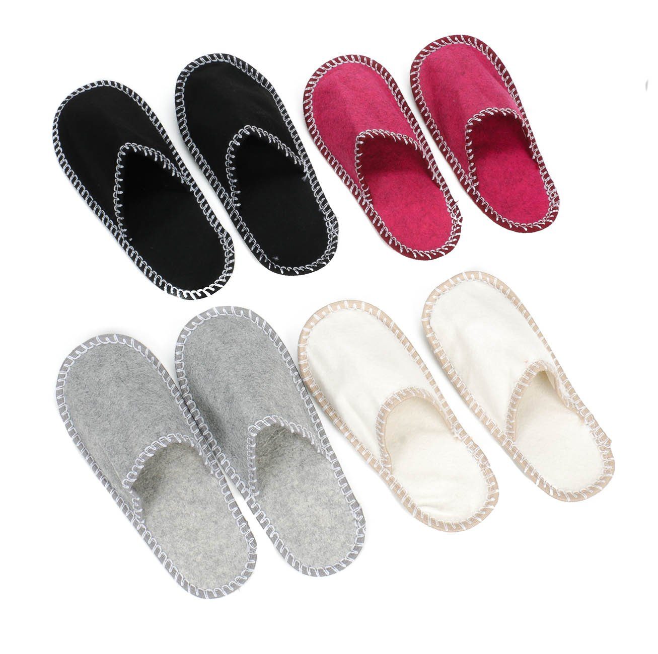 Bubble-Store Willkommen Gästehausschuhe Pantoffeln Gästepantoffel Vlies Hausschuhe Pantoffel (Größe 1x 35-38, 1x 39-42, 2x 42-45) Gästepantoffel