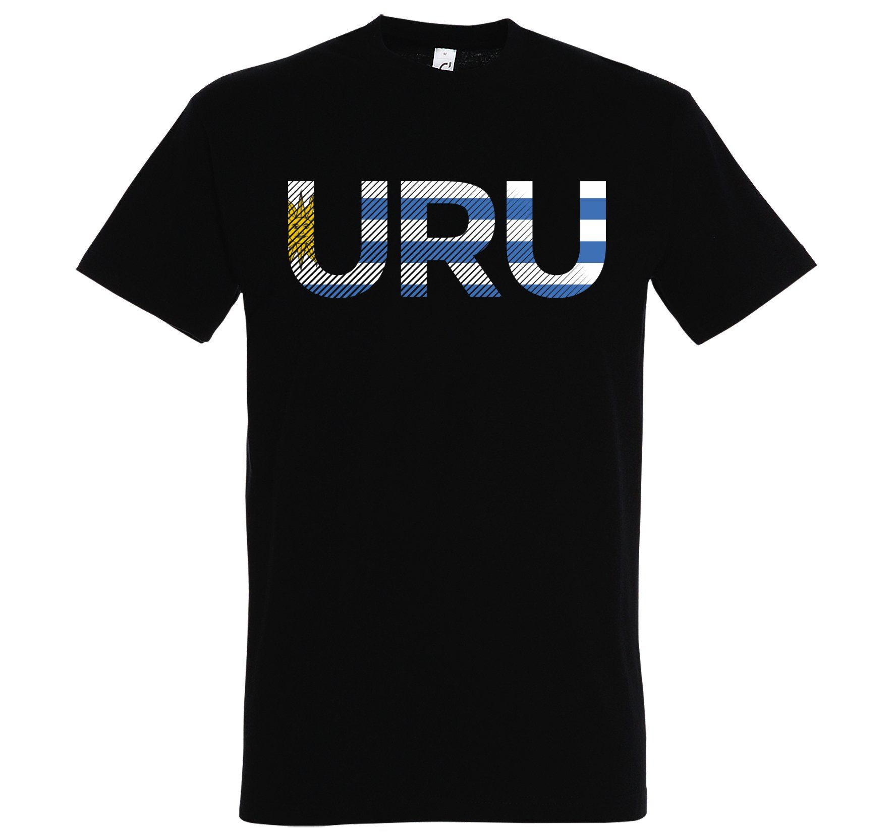 Youth Designz T-Shirt Uruguay Herren T-Shirt im Fußball Look mit URU Frontprint Schwarz