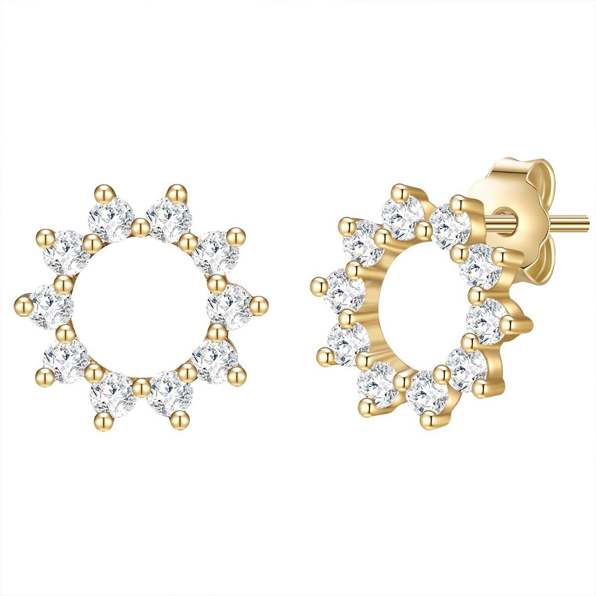 Paar Ohrstecker Blume/Kreis gelbgold
