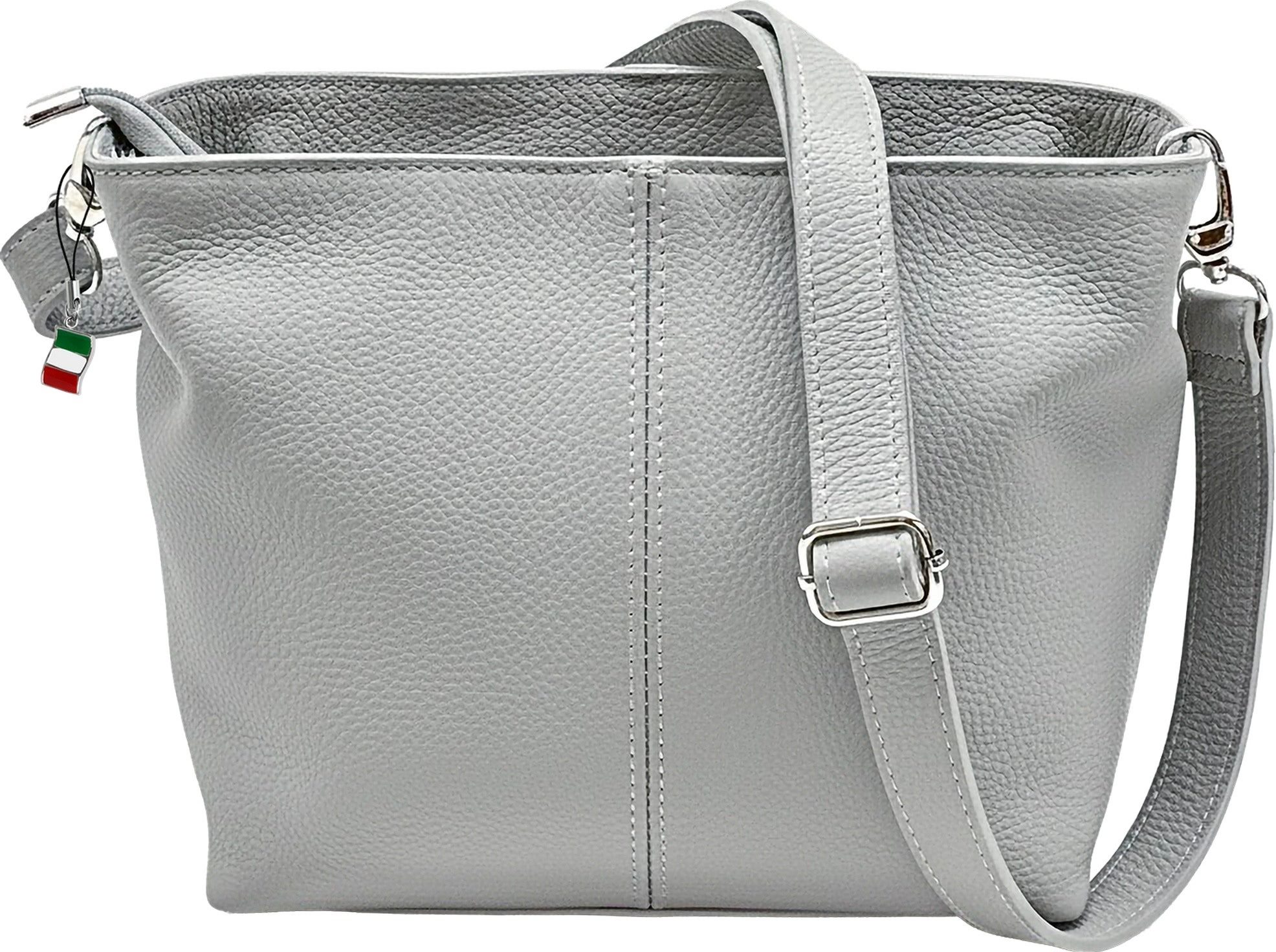 Schultertasche Florence Echtleder Tasche Damen grau