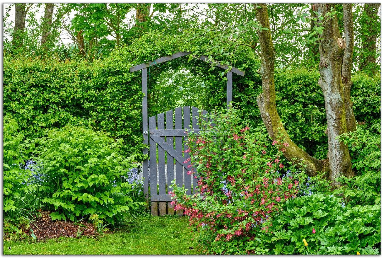 Wallario Sichtschutzzaunmatten Gartentor ins Grüne