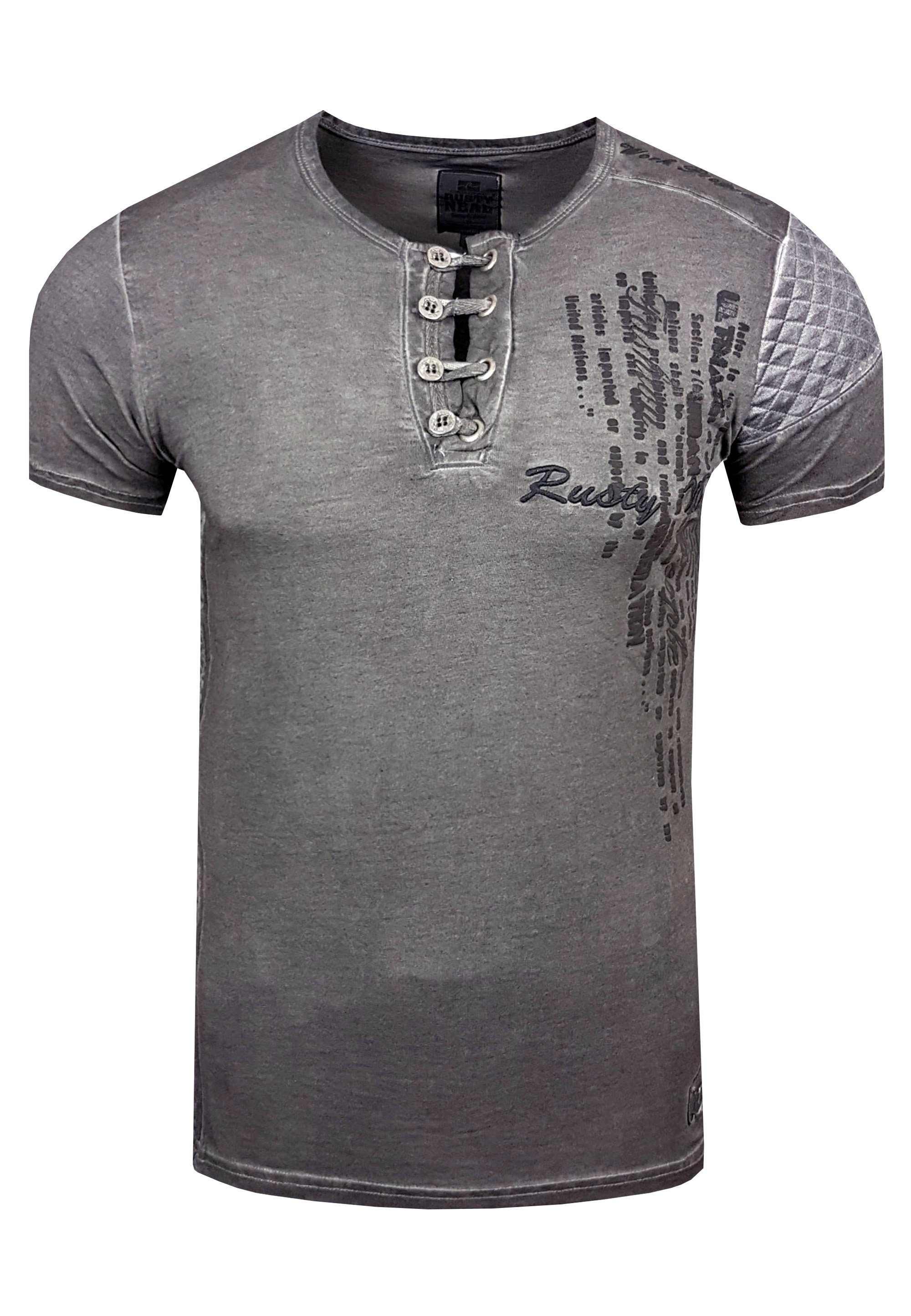 Rusty Neal T-Shirt mit schicker Knopfleiste