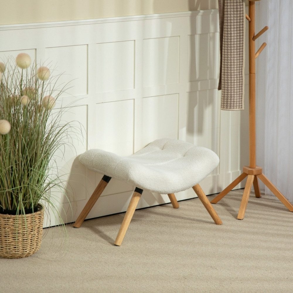 OKWISH Polsterbank 67x45x38 cm, Cremeweißer Fußhocker mit Fleece-Bezug und Holzbeinen (Packung, 1-St., Komfortabel gepolstert im modernen Design), Geeignet für Wohnzimmer, Schlafzimmer und Flur