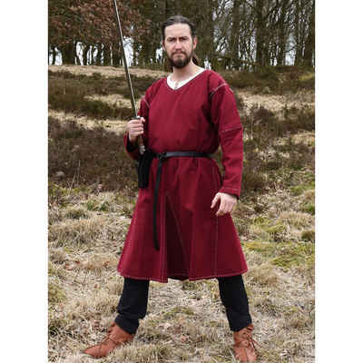 Battle Merchant Wikinger-Kostüm Mittelalter Kragelund Tunika Askur, langarm, weinrot XL