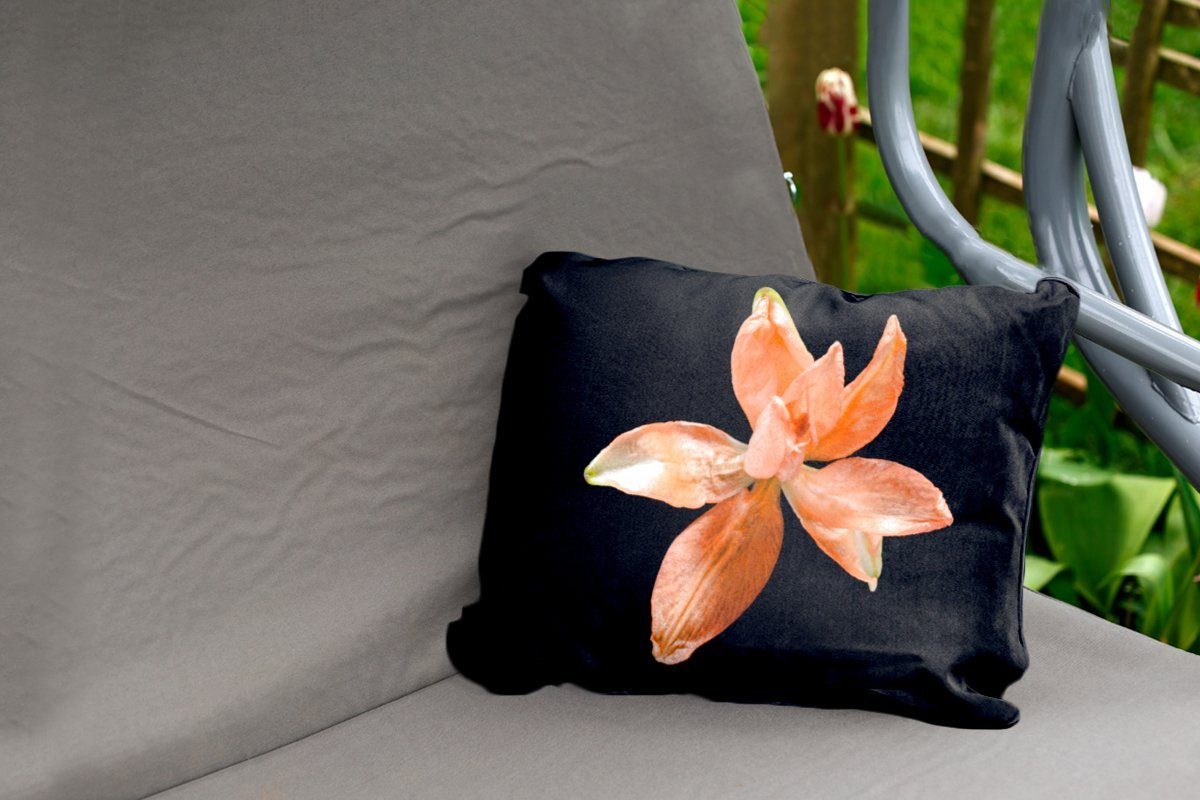 MuchoWow Dekokissen Blumen - Orange - Lilie, Outdoor-Dekorationskissen, Kissenhülle Dekokissenbezug, Polyester