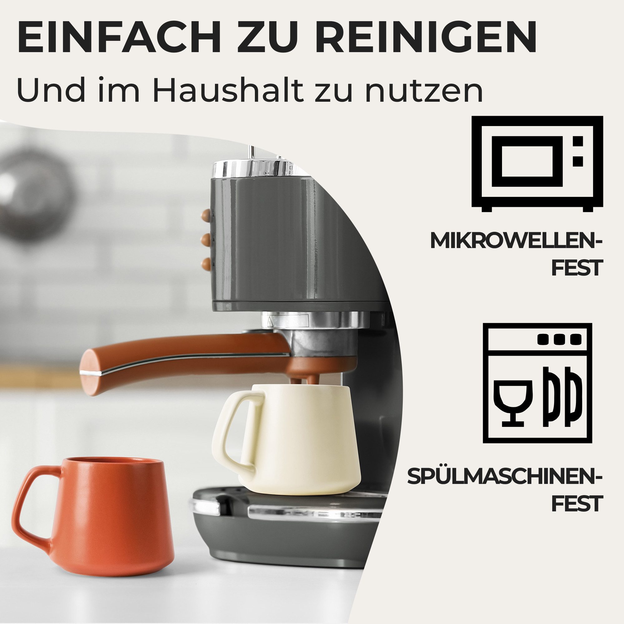 MiaMio Tasse Luxe Kaffeebecher 420 ml Beige Pastel, 4-tlg., Keramik – Bild 5 von 5
