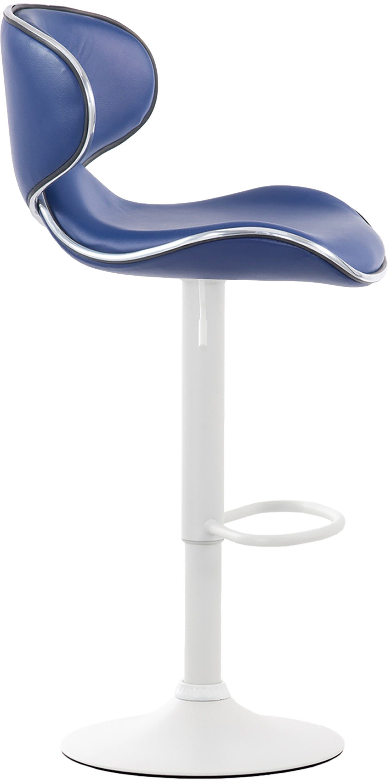 - Hocker - Las-Palmas Blau Gestell: drehbar & Küche), (mit TPFLiving höhenverstellbar hoher Theke - Sitzfläche: Rückenlehne - Kunstleder für Barhocker weiß Metall 360°