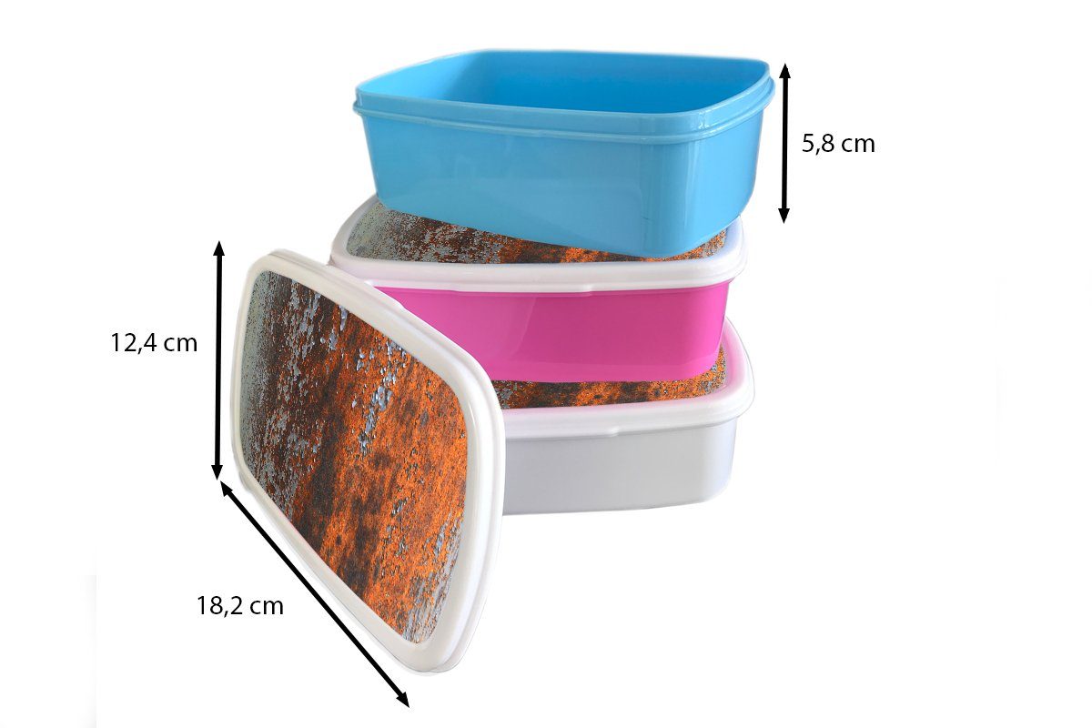 MuchoWow Lunchbox Rost (2-tlg), Erwachsene, - Wand Kunststoff für Mädchen, - Kinder, Brotdose Kunststoff, Snackbox, Brotbox Grau, rosa