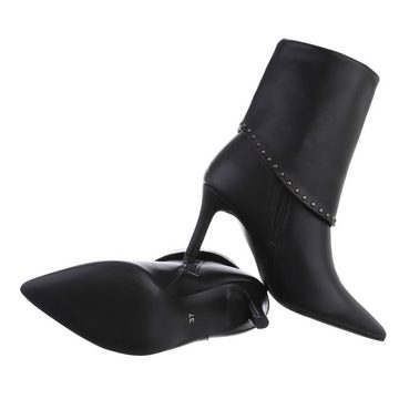 Ital-Design Damen Abendschuhe Elegant High-Heel-Stiefelette Pfennig-/Stilettoabsatz High-Heel Stiefeletten in Schwarz
