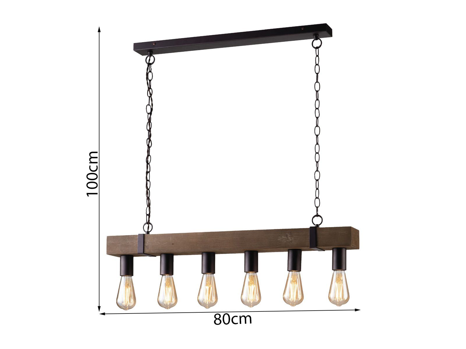 LUCE Esstisch hängend rustikale wechselbar, mit LED Balkenlampe, LED über Holzbalken warmweiß, Holz-lampe Pendelleuchte, Design