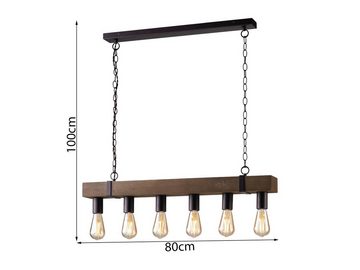 LUCE Design LED Pendelleuchte, LED wechselbar, warmweiß, rustikale Balkenlampe, Holz-lampe mit Holzbalken über Esstisch hängend