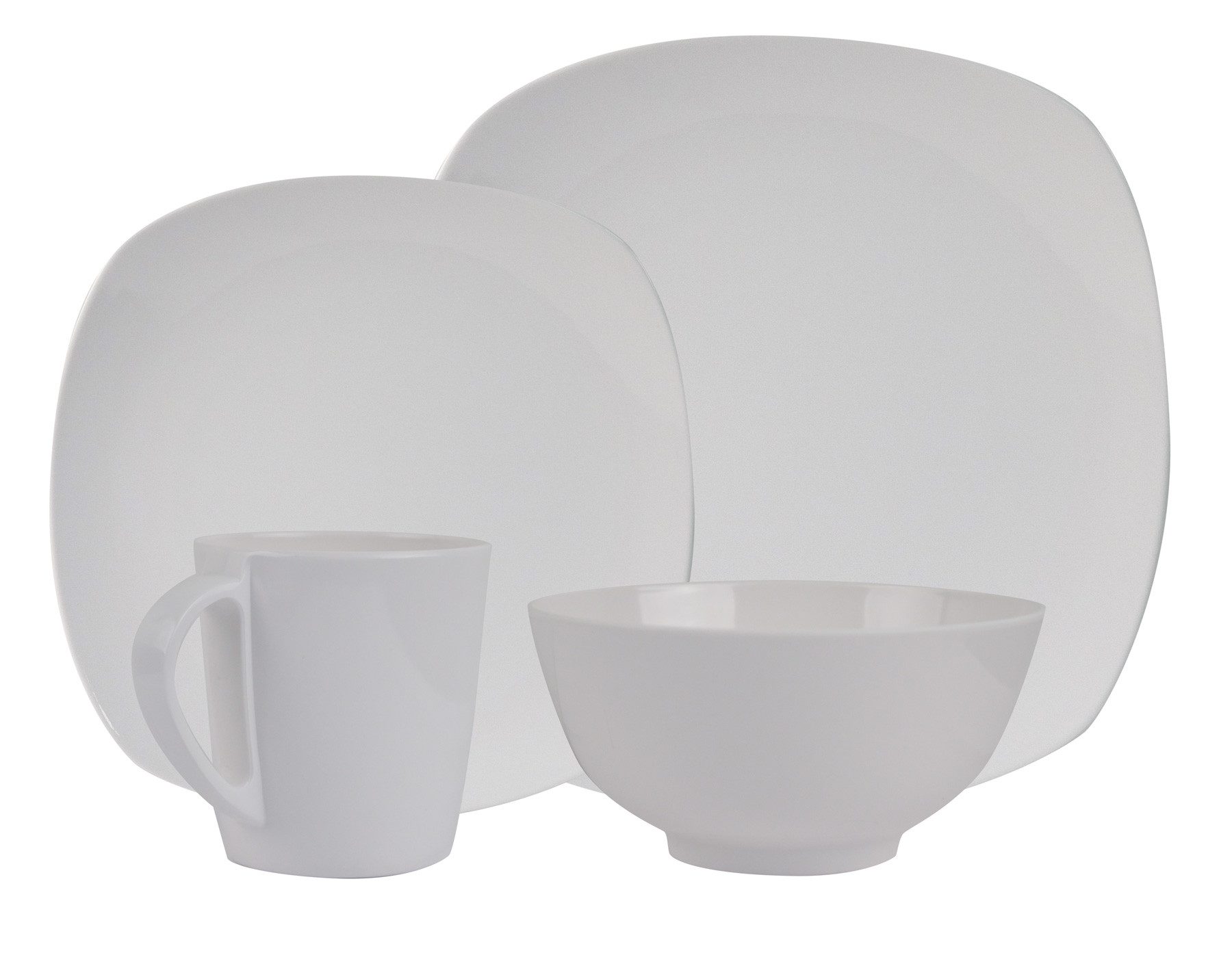 HEKERS Geschirr-Set 100% Melamin Geschirr (6-26 teilig) Purely weiß (eckig) (6-tlg)