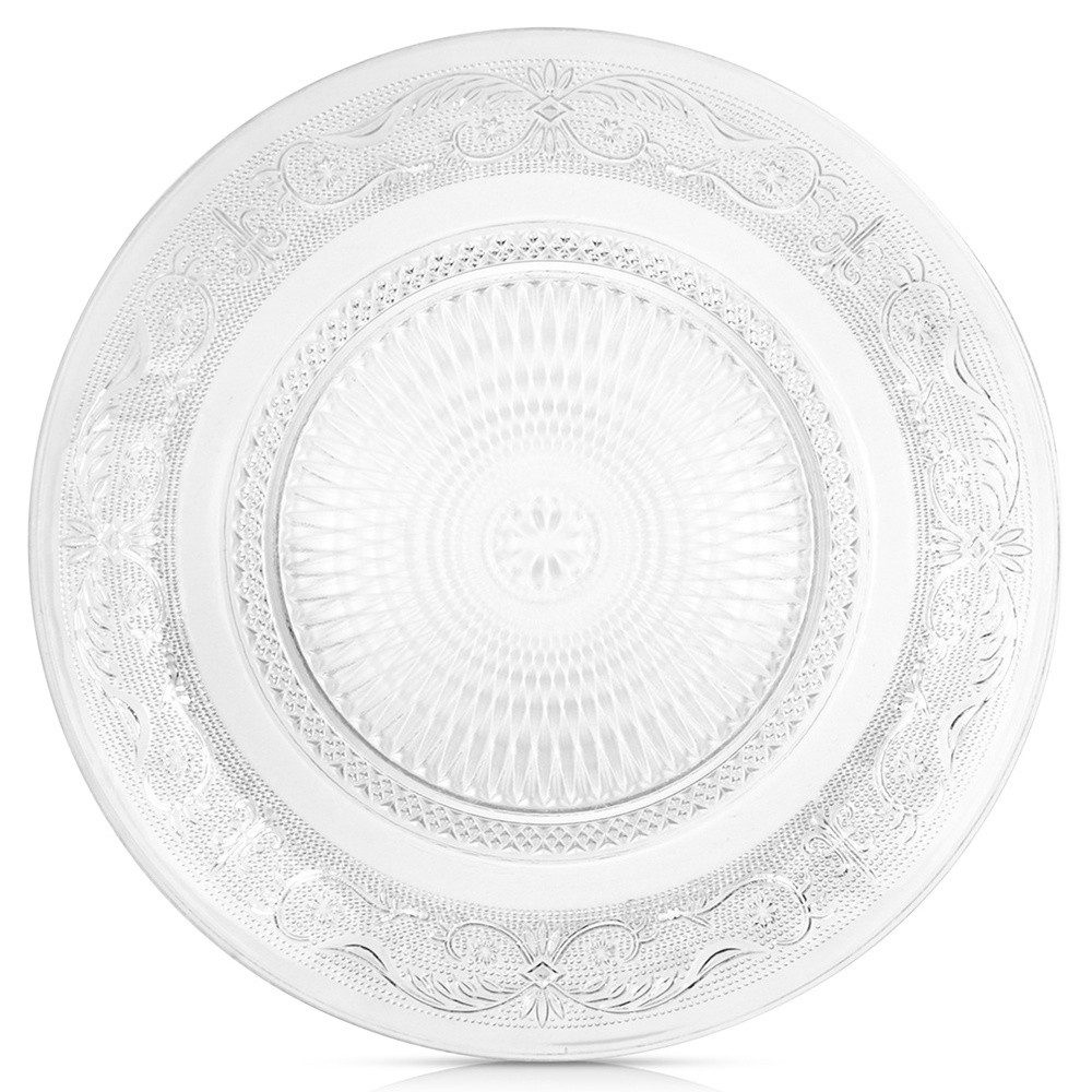 Vilde Speiseteller Glasteller 25 cm Kristall-Optik mit ornamentalem Motiv, (1 St), spülmaschinengeeignet, rund, 25 cm Durchmesser von Vilde
