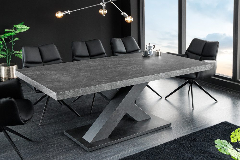 riess-ambiente Esstisch MONTREAL 180 / 230 / 280cm grau (Einzelartikel, 1-St), ausziehbar · X-Gestell · bis 12 Personen · Industrial Design