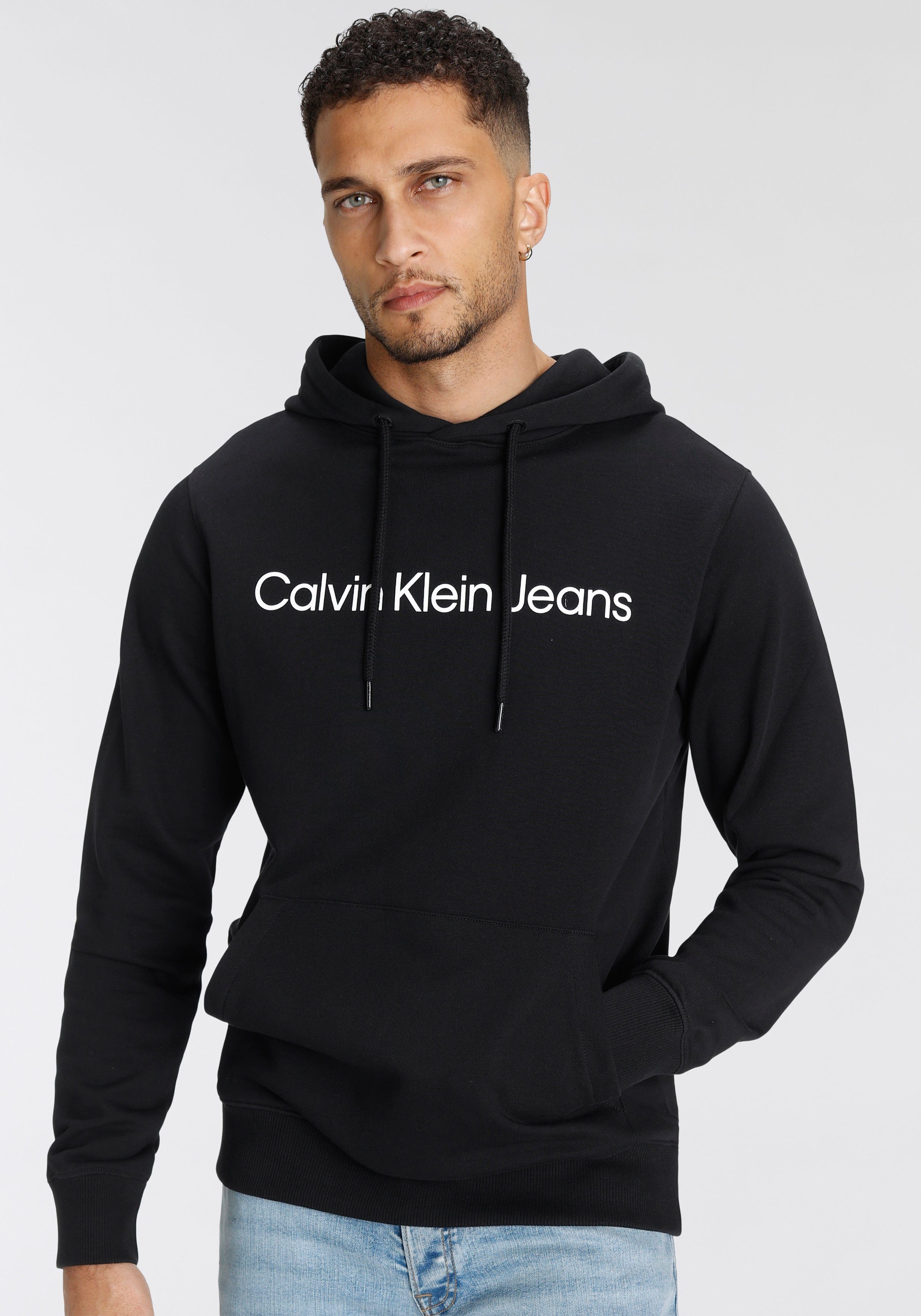 Calvin Klein INSTITUTIONAL Ck HOODIE CORE LOGO Jeans Black Kapuzensweatshirt