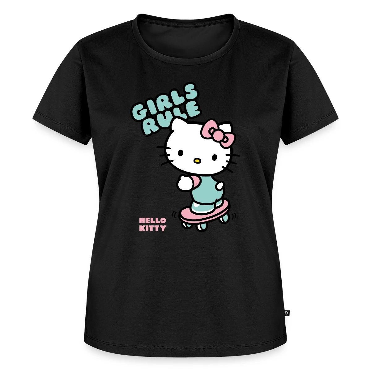 Spreadshirt T-Shirt Hello Kitty Auf Skateboard Girls Rule Frauen Premium T-Shirt (1-tlg)