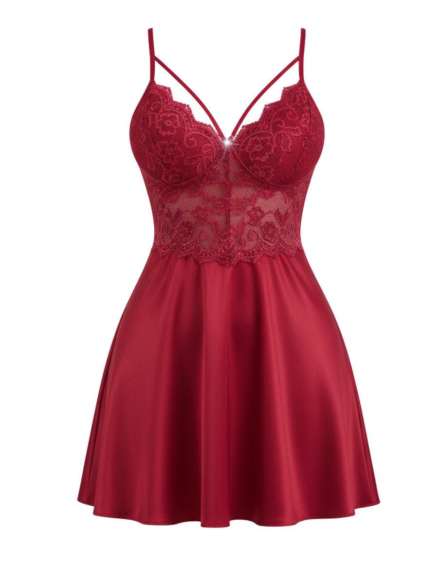 Elegant Love Babydollkleid Sexy Damen-Spitzen-Nachthemd – Sinnliches Negligé Nachtwäsche für Zuhause und besondere Anlässe