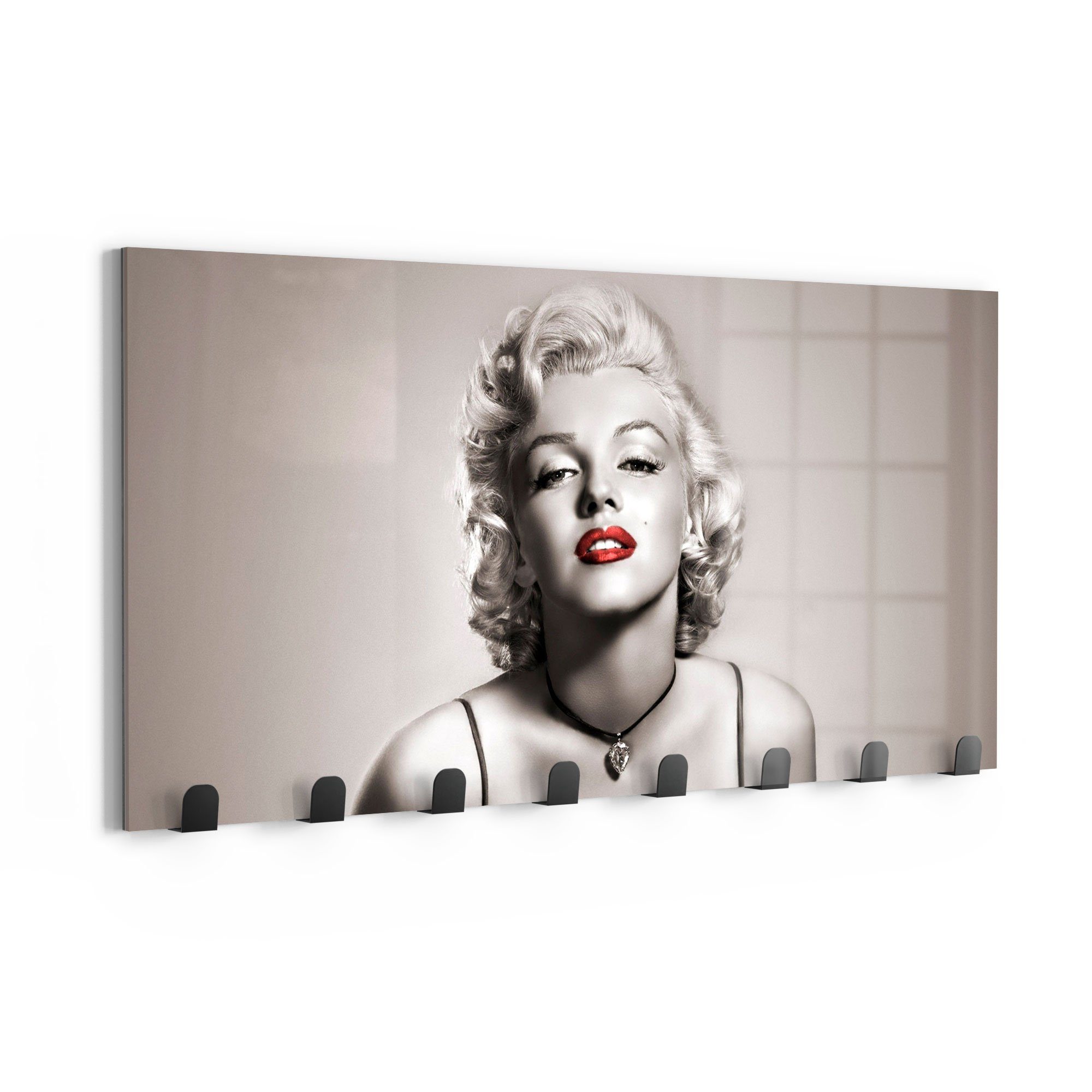 DEQORI Kleiderhaken 'Elegante Marilyn Monroe', Glas Garderobe Paneel magnetisch beschreibbar