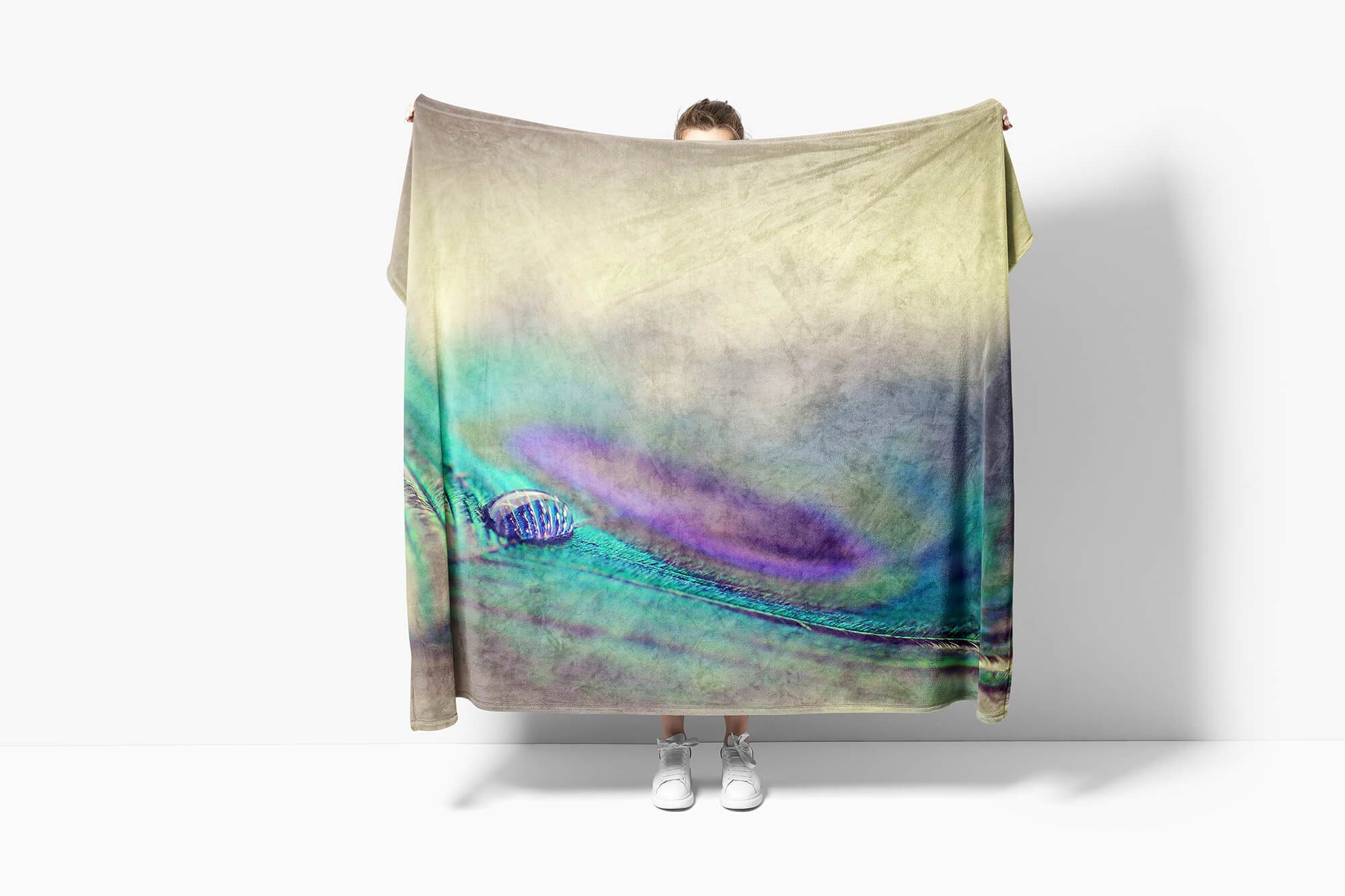 Handtuch Sinus Foto, Fotomotiv Handtücher Tropfen Kuscheldecke Art Handtuch (1-St), mit Saunatuch Feder Strandhandtuch Baumwolle-Polyester-Mix