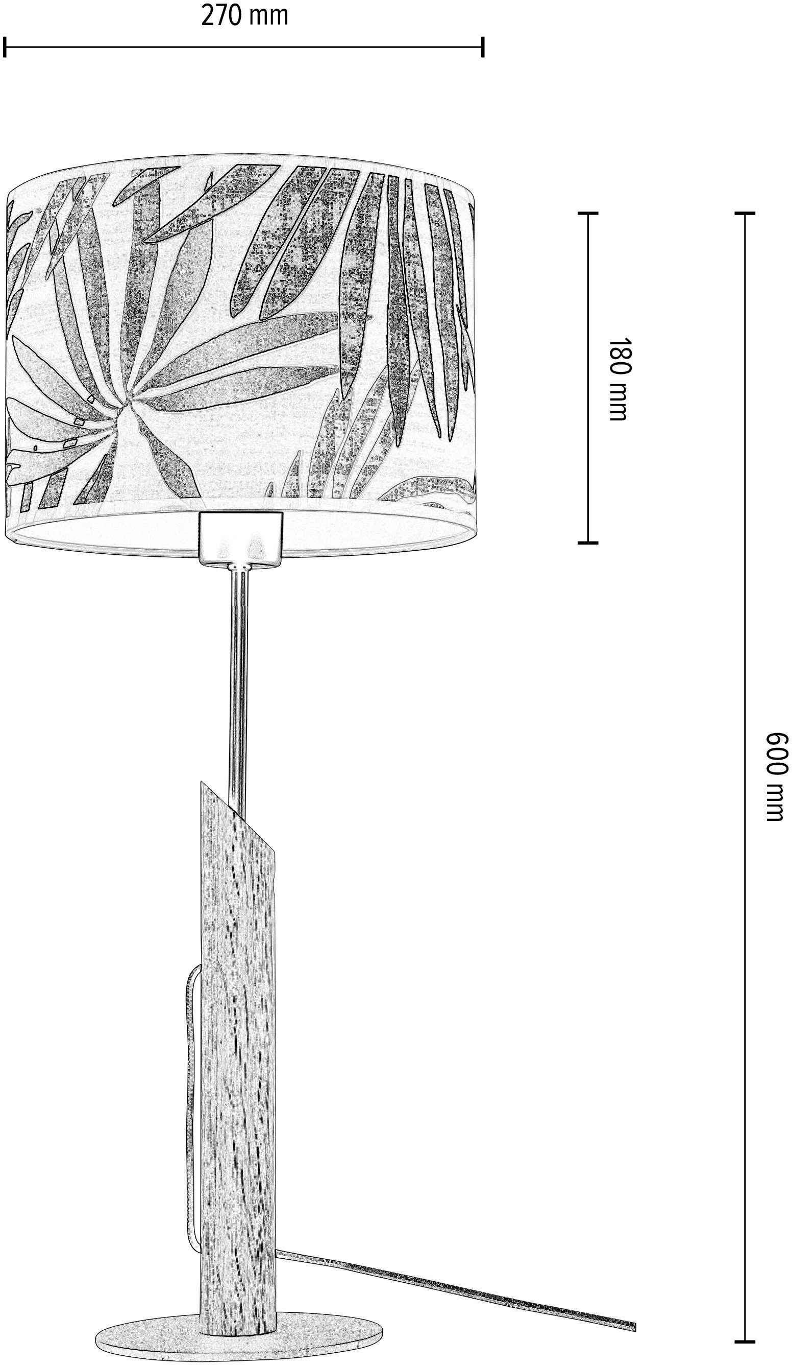 Aus ohne Tapete FSC®-Zertifikat, Schirm mit aus BRITOP Eichenholz Leuchtmittel, laminierter HOJA, LIGHTING Tischleuchte