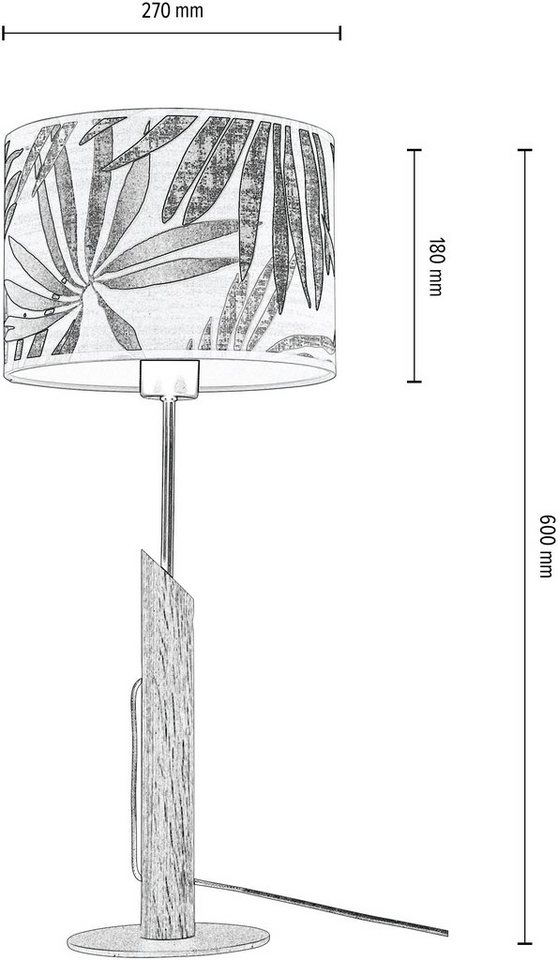 BRITOP LIGHTING Tischleuchte HOJA, ohne Leuchtmittel, Aus Eichenholz mit  FSC®-Zertifikat, Schirm aus laminierter Tapete