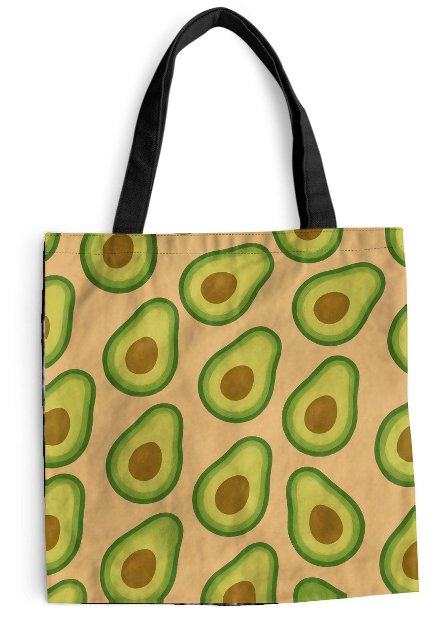 MuchoWow Shopper Avocado - Muster - Grün - Kern, Handtasche, Damen und Herren, Schultertasche, Umhängetasche, Tote Bag