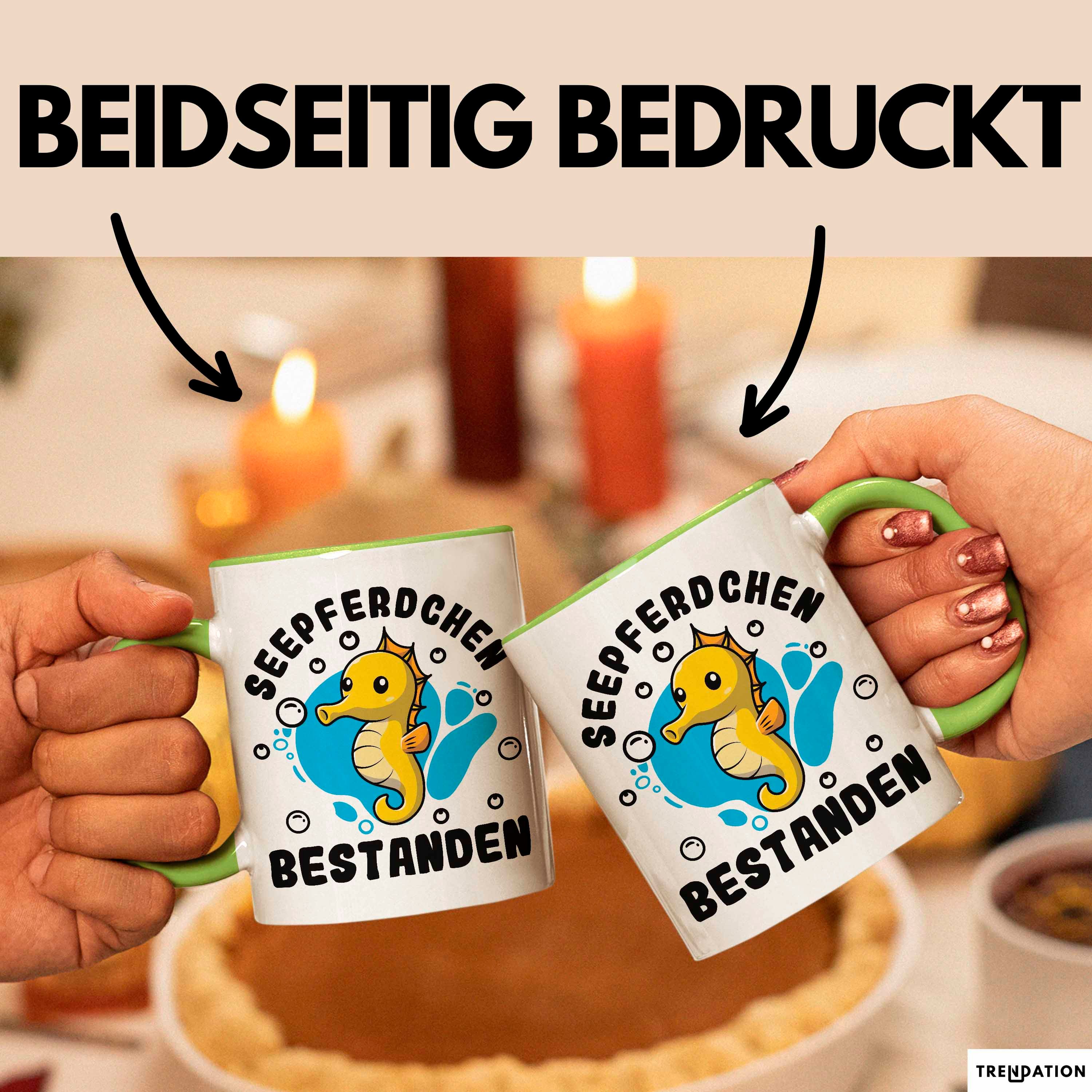 Trendation Tasse Seepferdchen Bestanden Tasse Geschenk Schwimmen Geschenkidee