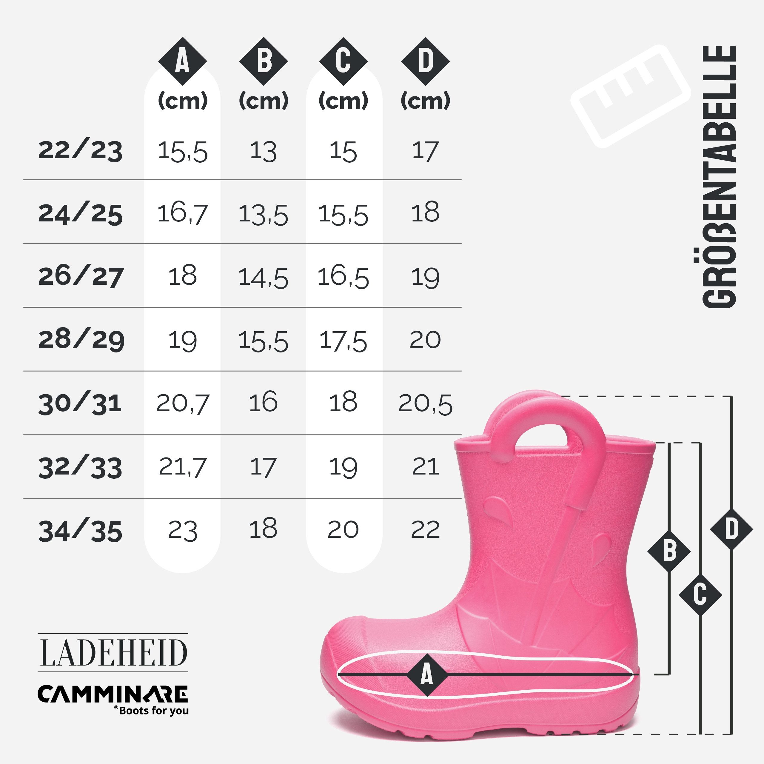 Ladeheid x Camminare Kinder aus leichtem EVA warm gefüttert mit Griff LA-CA-21 Gummistiefel