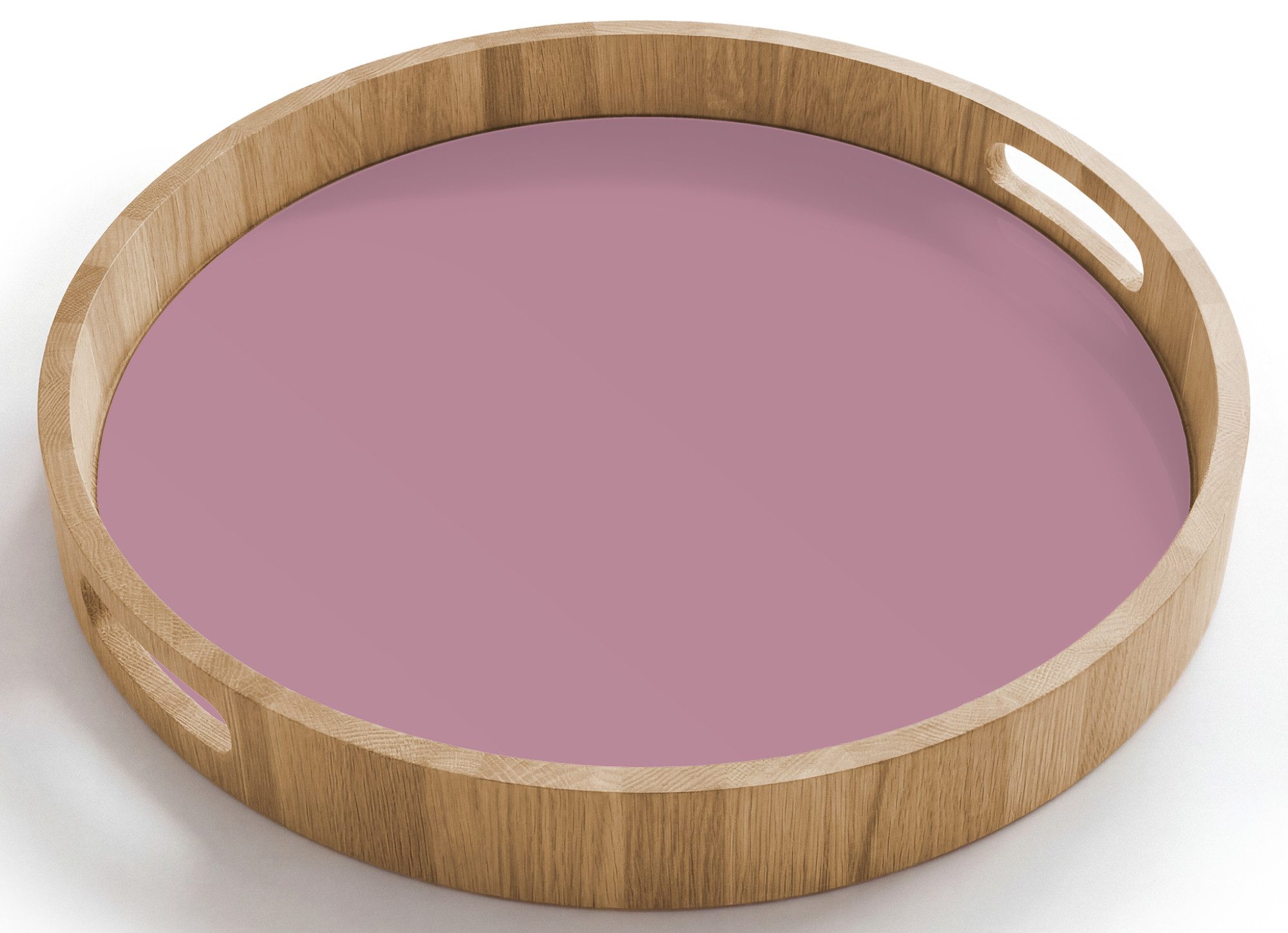 OnlyWow Tablett Rund mit Henkel Staubig – Mauve – Lila, Eichenholz, (1-tlg), Siervierplatte, Tray, Frühstücksbrett