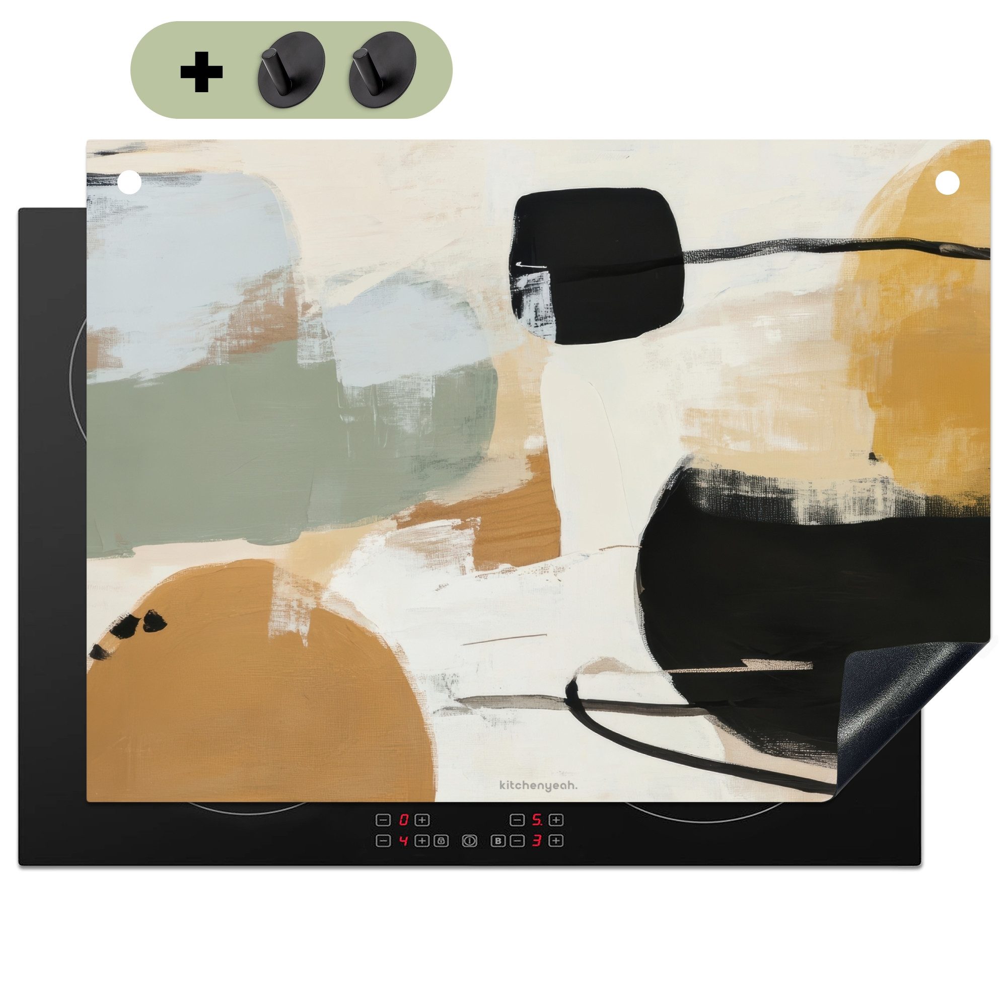 KitchenYeah Küchenrückwand Farbe - Abstrakt - Farben, (1-tlg), Küche Herdabdeckung Ceranfeld Induktionsfeld Spritzschutz, 65x50 cm