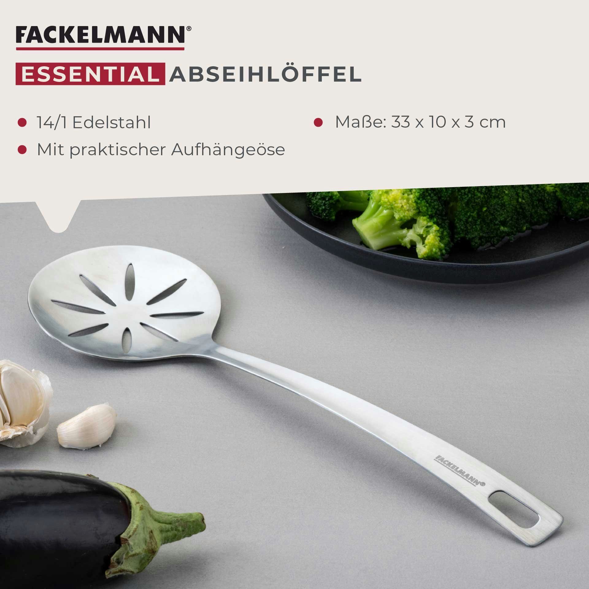 FACKELMANN Nudellöffel Edelstahl Abseihlöffel, Küchenhelfer, Spätzlesieb, Gemüsesieb